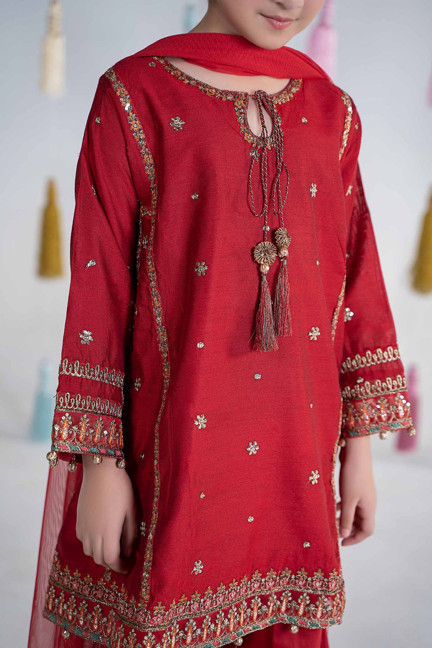 Maria B | 3 Piece Embroidered Yarn Dyed Suit | MKS-EA24-19 8-Jun Red