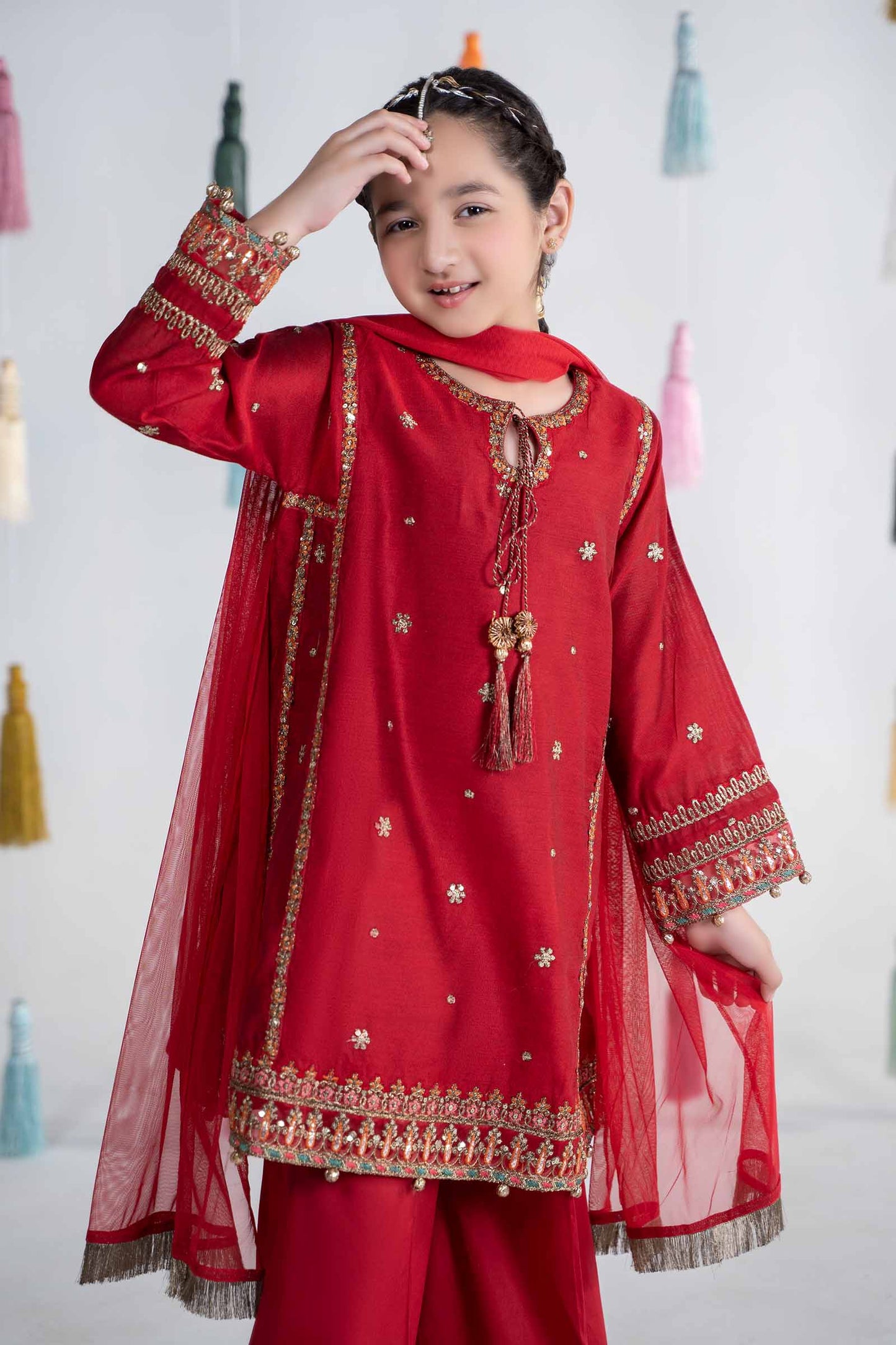 Maria B | 3 Piece Embroidered Yarn Dyed Suit | MKS-EA24-19 6-Apr Red