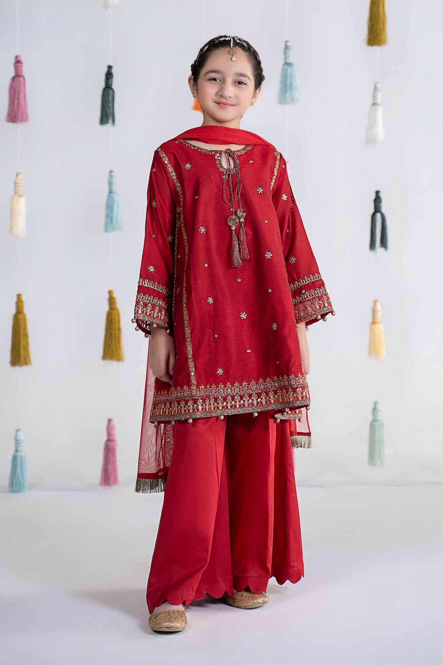Maria B | 3 Piece Embroidered Yarn Dyed Suit | MKS-EA24-19 4-Feb Red