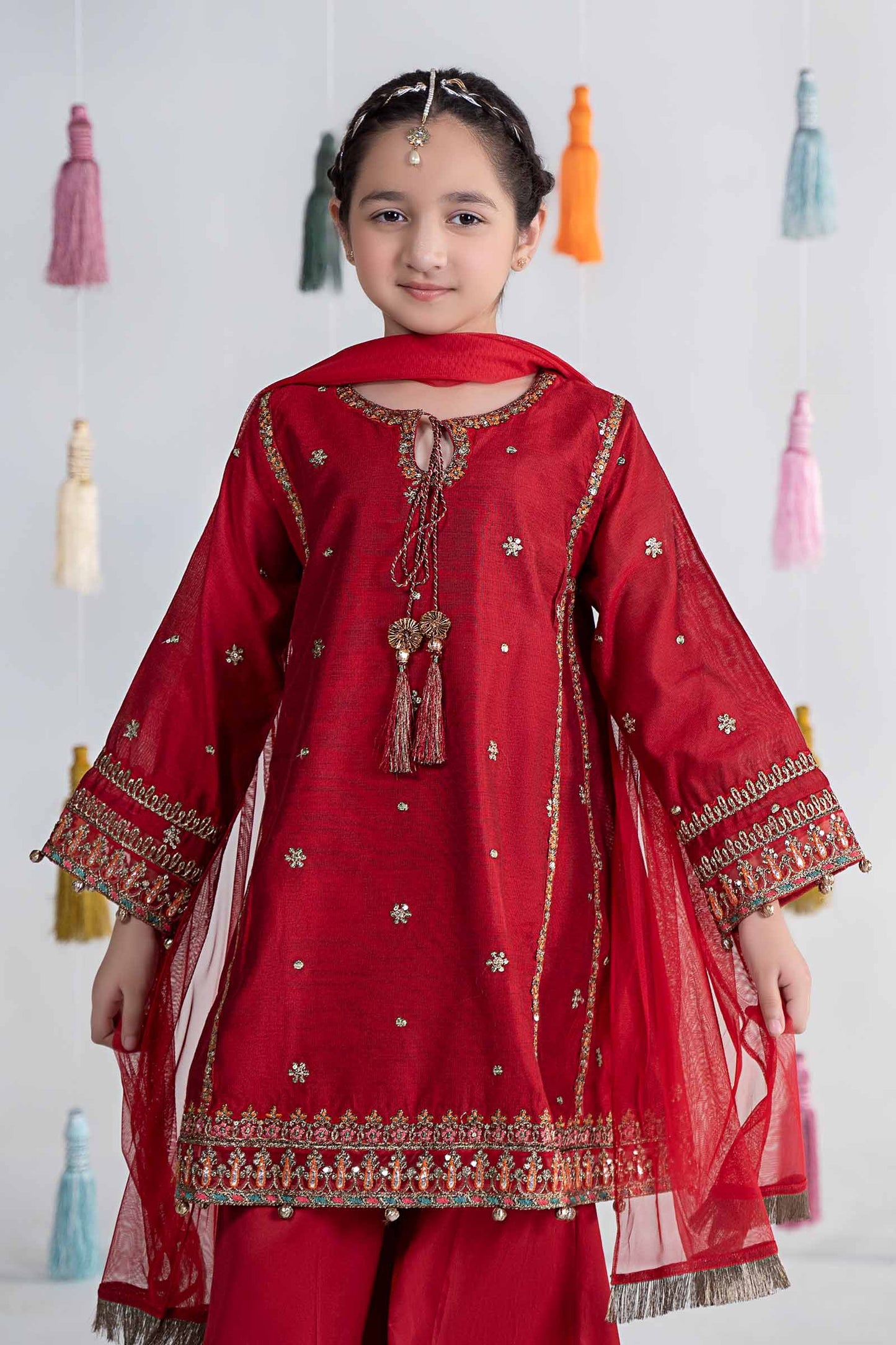 Maria B | 3 Piece Embroidered Yarn Dyed Suit | MKS-EA24-19 14-Dec Red