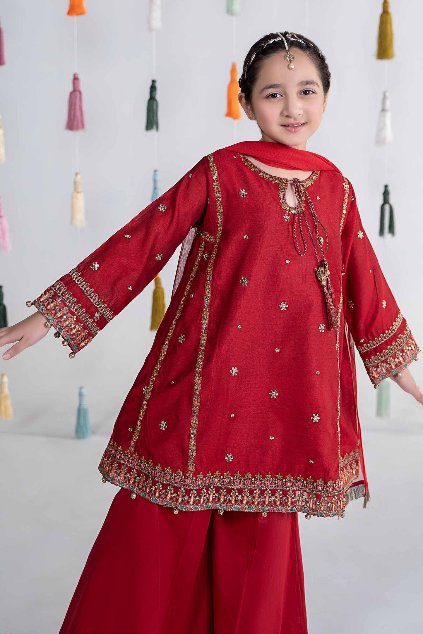 Maria B | 3 Piece Embroidered Yarn Dyed Suit | MKS-EA24-19 12-Oct Red
