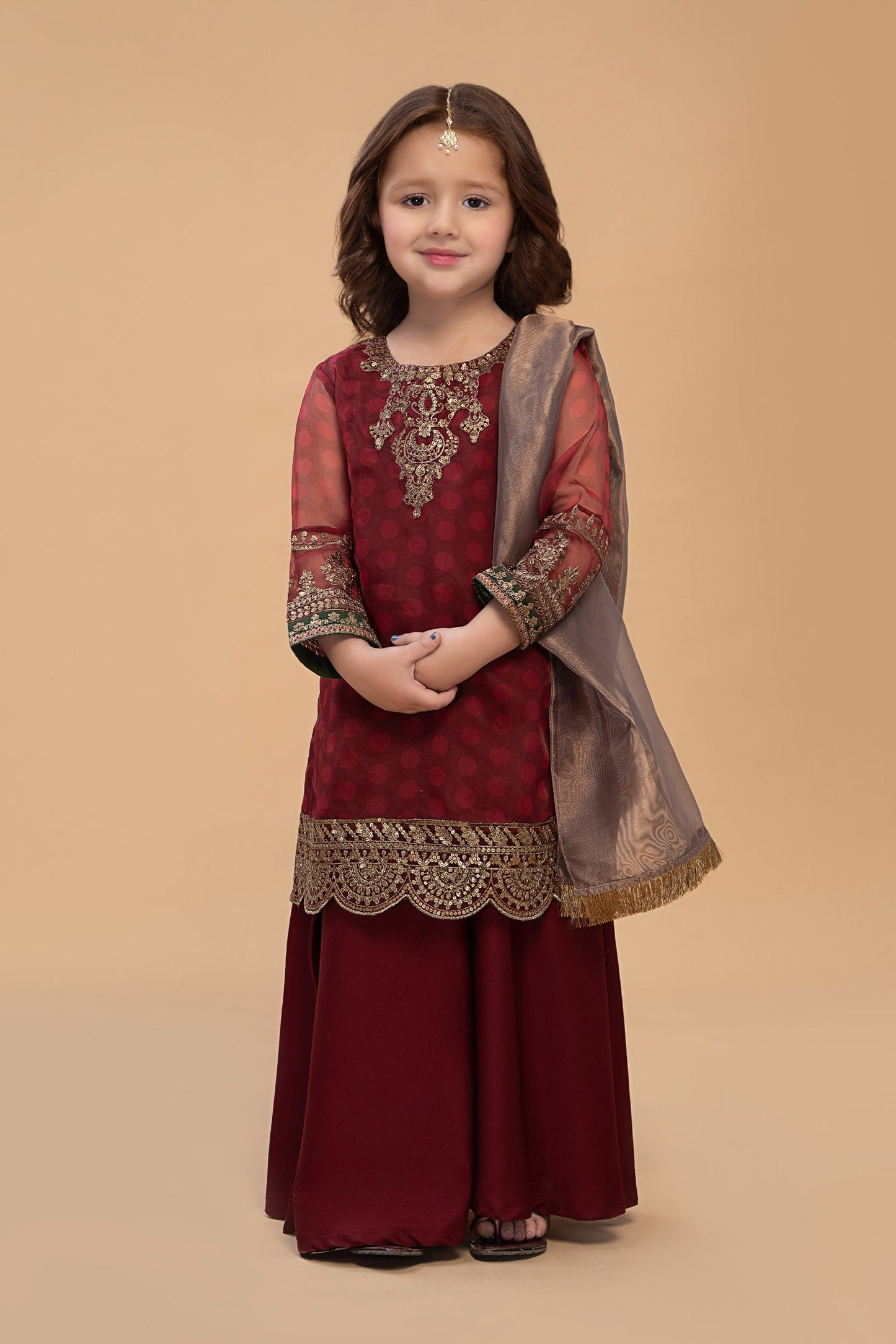 Maria B | 3 Piece Embroidered Lawn Suit | MKS-EF23-06R1 4-Feb Maroon