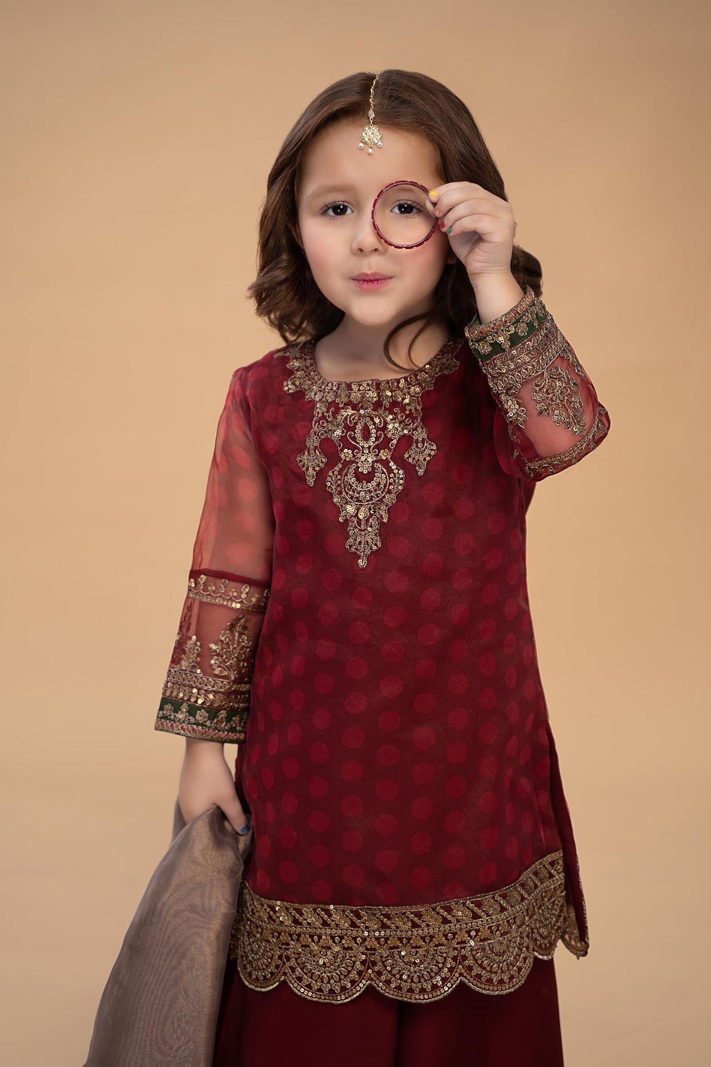 Maria B | 3 Piece Embroidered Lawn Suit | MKS-EF23-06R1 6-Apr Maroon