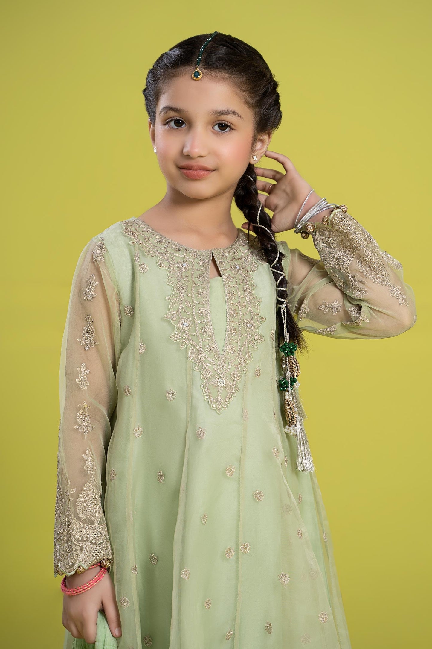 Maria B | 3 Piece Embroidered Organza Suit | MKS-EF24-05 6-Apr Green