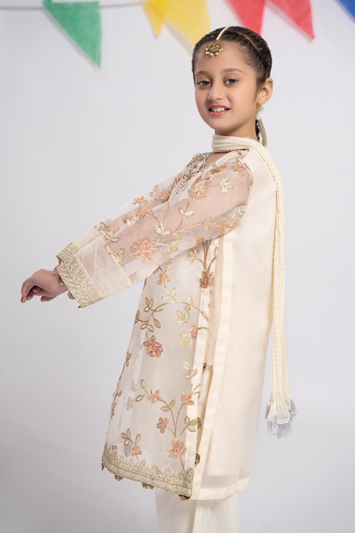 Maria B | 3 Piece Embroidered Organza Suit | MKS-EF24-30 6-Apr White