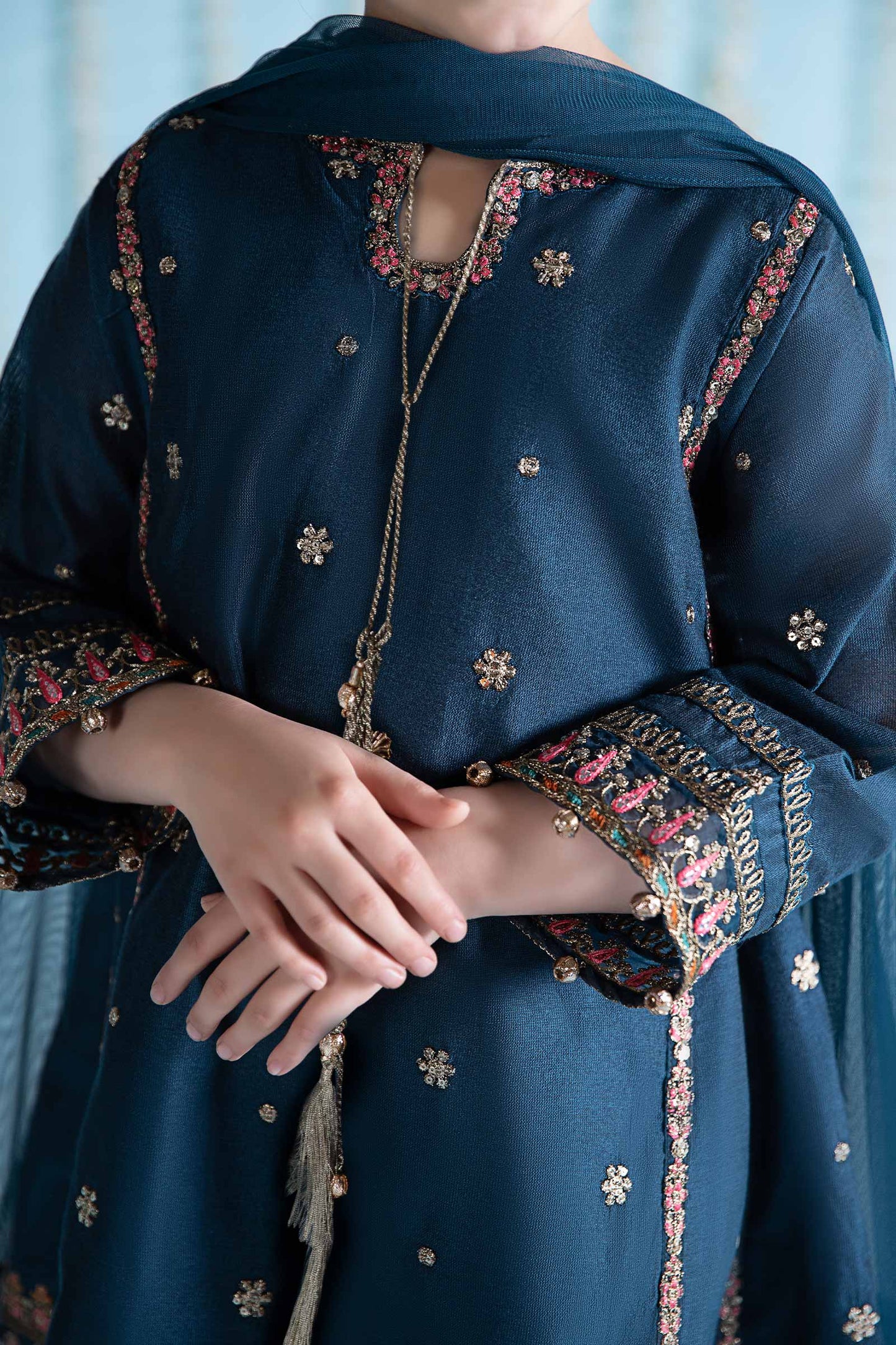 Maria B | 3 Piece Embroidered Yarn Dyed Suit | MKS-EA24-19 10-Aug Blue