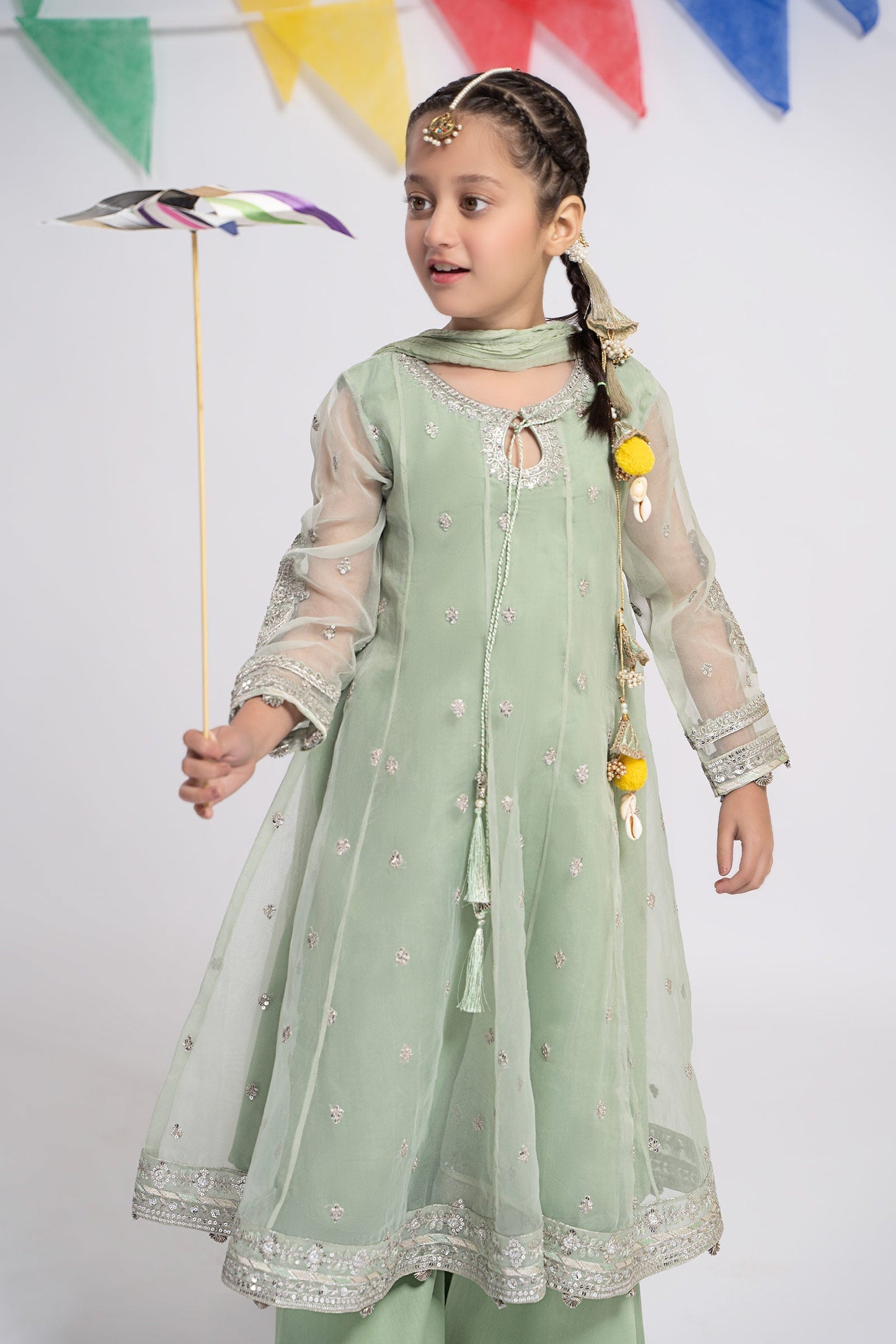 Maria B | 3 Piece Embroidered Organza Suit | MKS-EF24-15 8-Jun Green