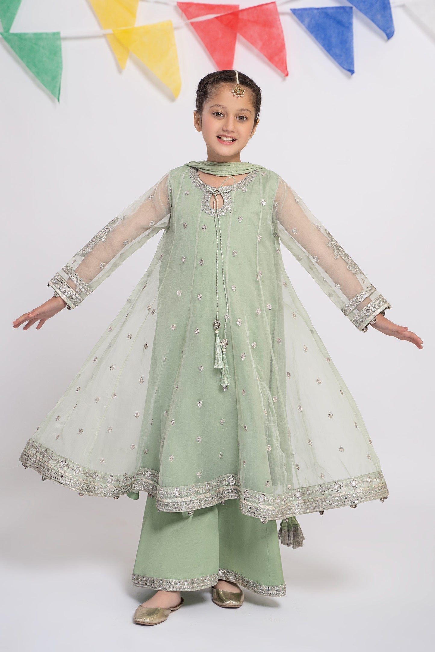 Maria B | 3 Piece Embroidered Organza Suit | MKS-EF24-15 12-Oct Green