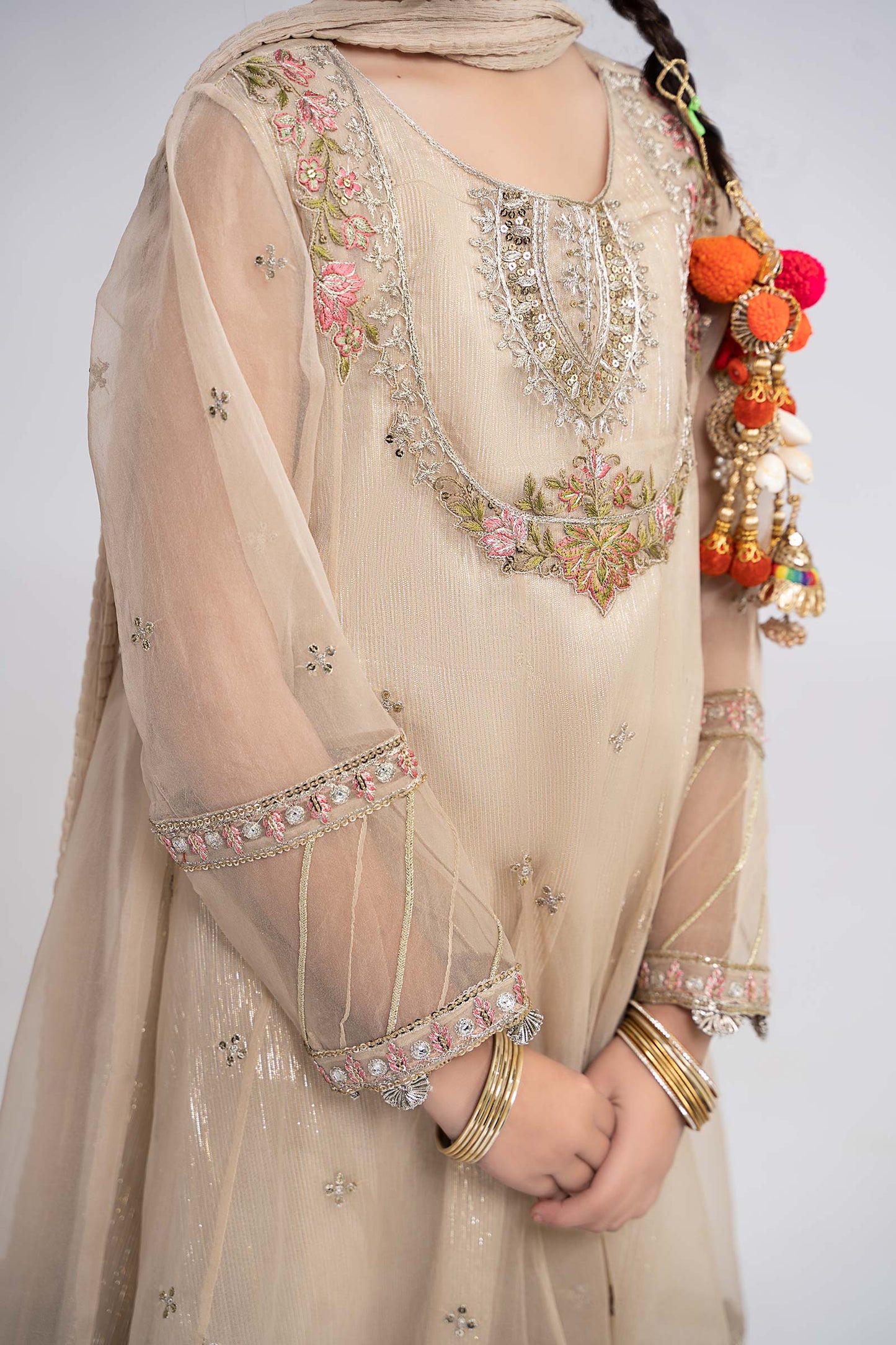 Maria B | 3 Piece Embroidered Organza Suit | MKS-EF24-26 12-Oct White