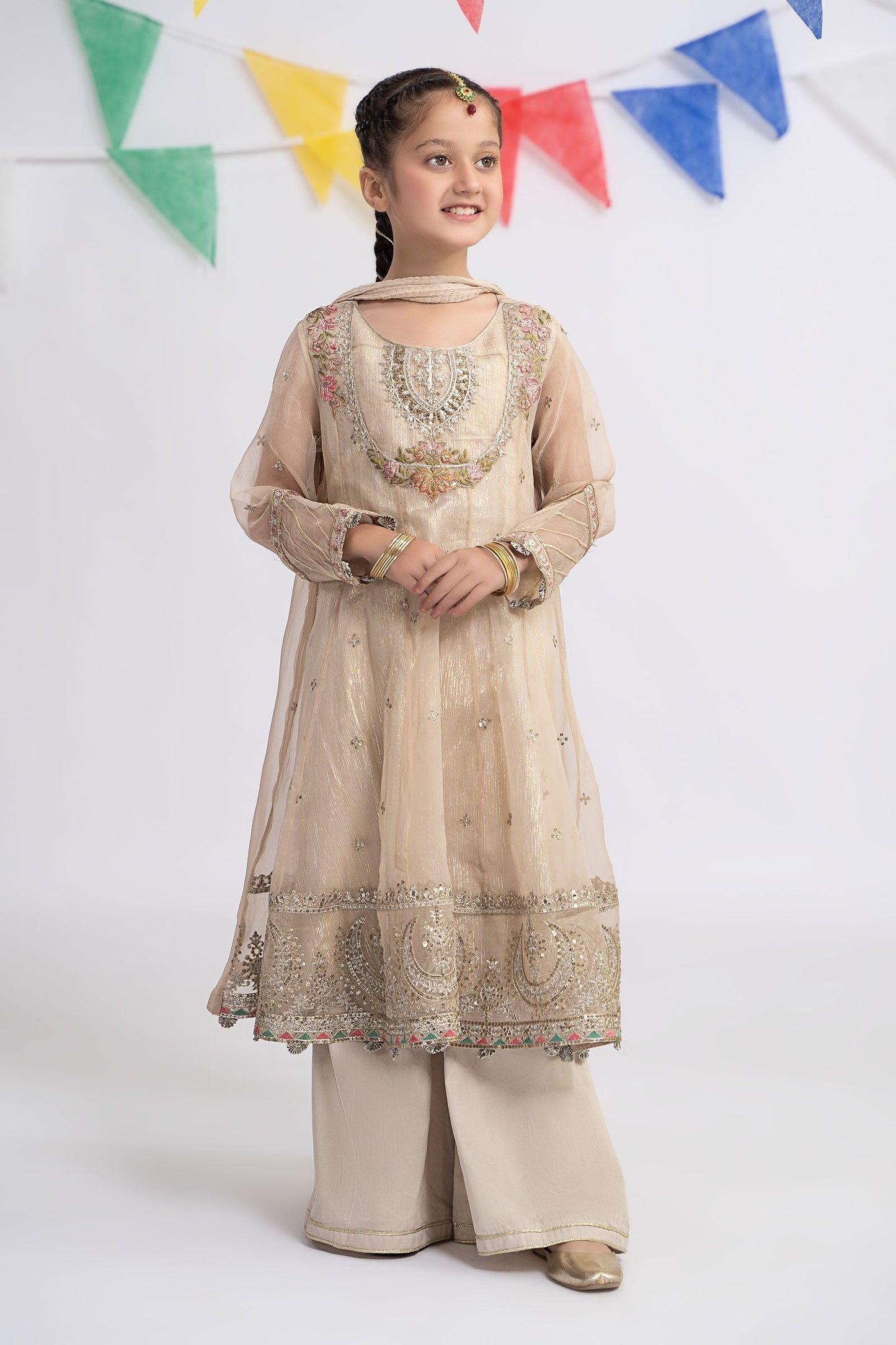 Maria B | 3 Piece Embroidered Organza Suit | MKS-EF24-26 4-Feb White