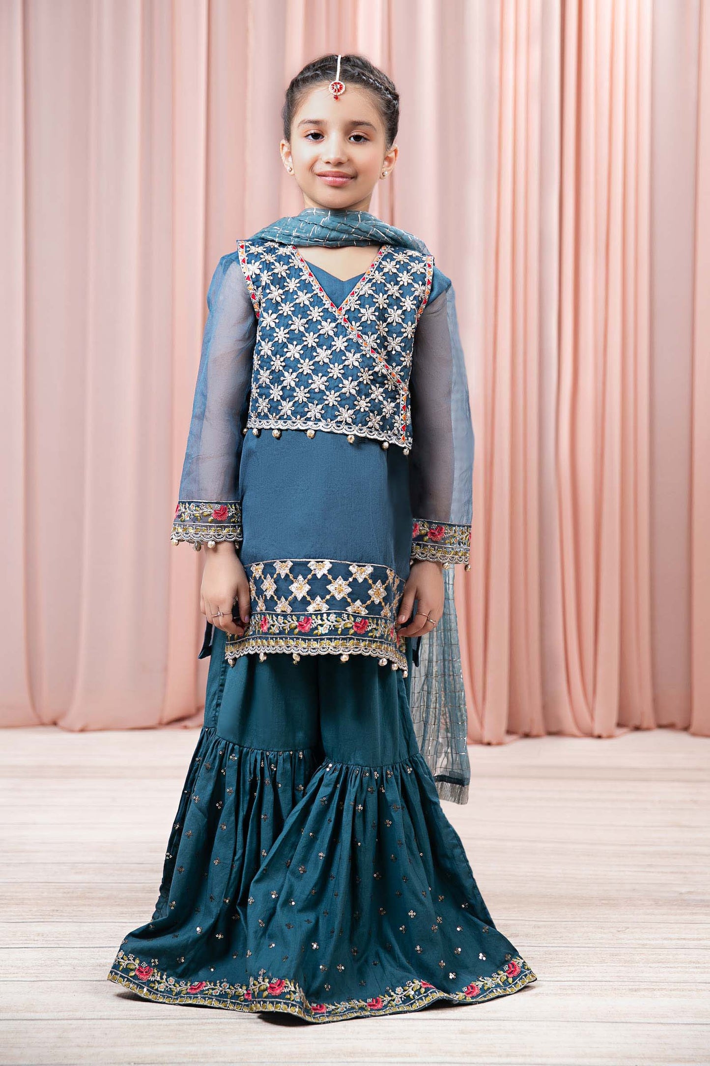 Maria B | 3 Piece Embroidered Organza Suit | MKS-EF24-29 4-Feb Blue