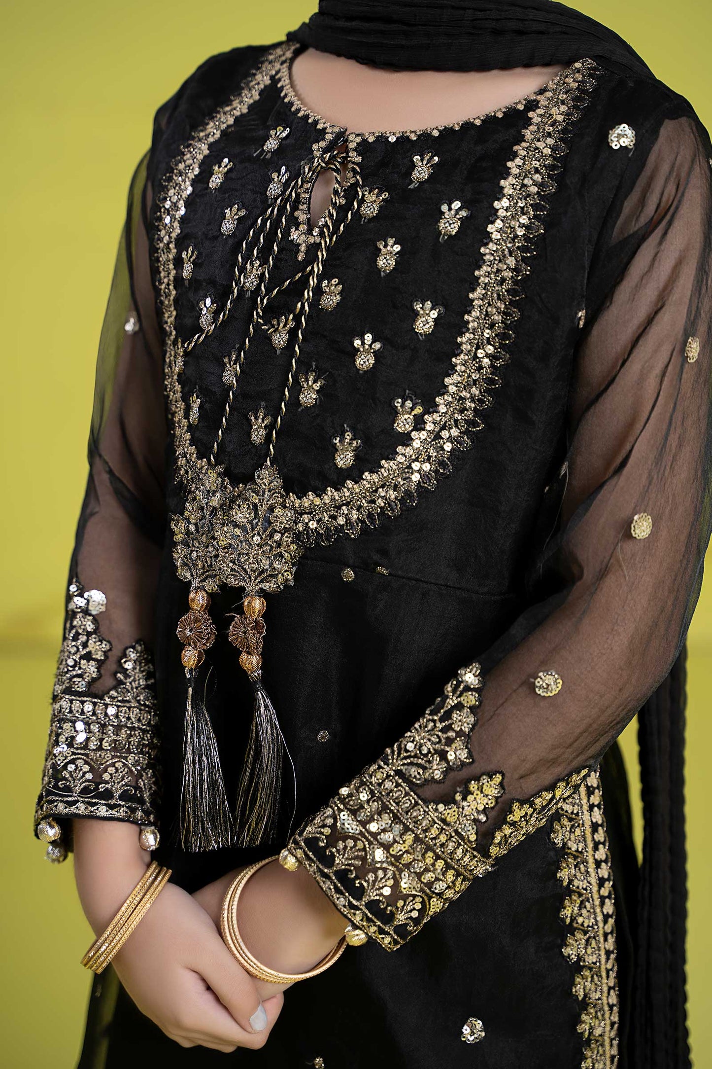 Maria B | 3 Piece Embroidered Organza Suit | MKS-EF24-37 8-Jun Black