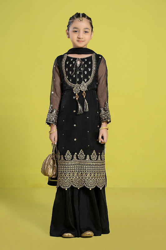 Maria B | 3 Piece Embroidered Organza Suit | MKS-EF24-37 4-Feb Black