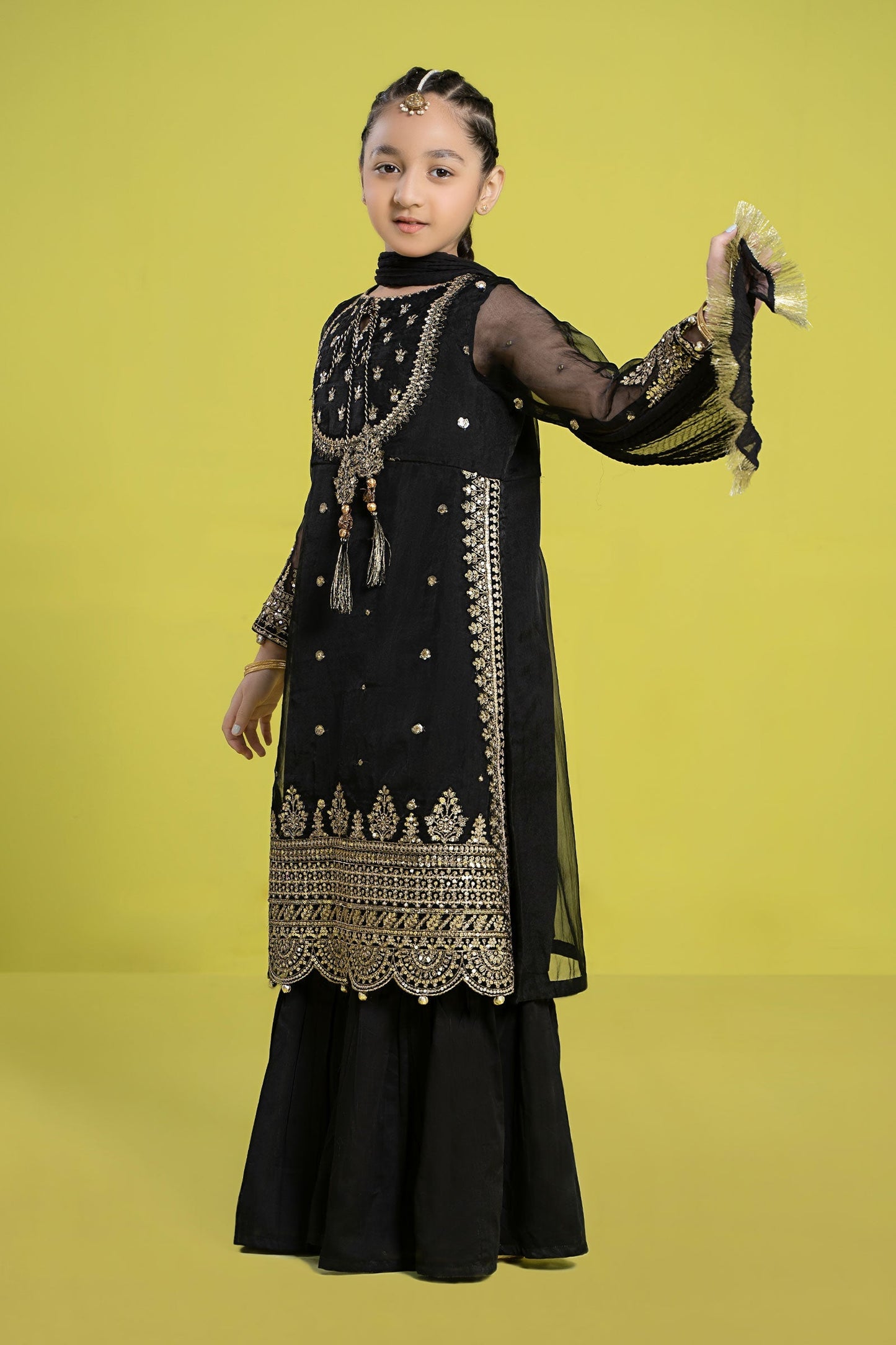 Maria B | 3 Piece Embroidered Organza Suit | MKS-EF24-37 14-Dec Black
