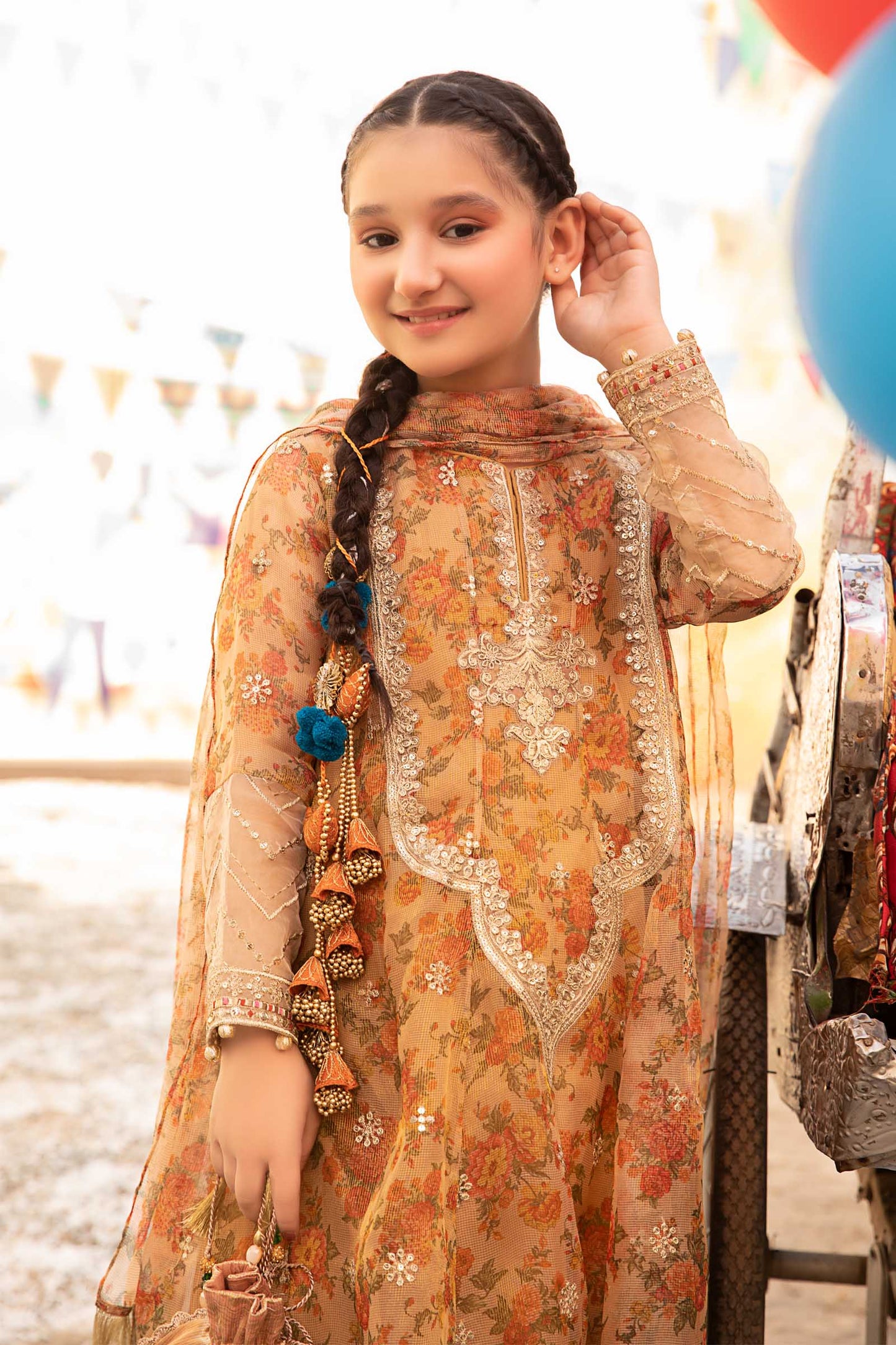 Maria B | 3 Piece Embroidered Zari Masoori Organza Suit | MKS-EF24-38 6-Apr Gold