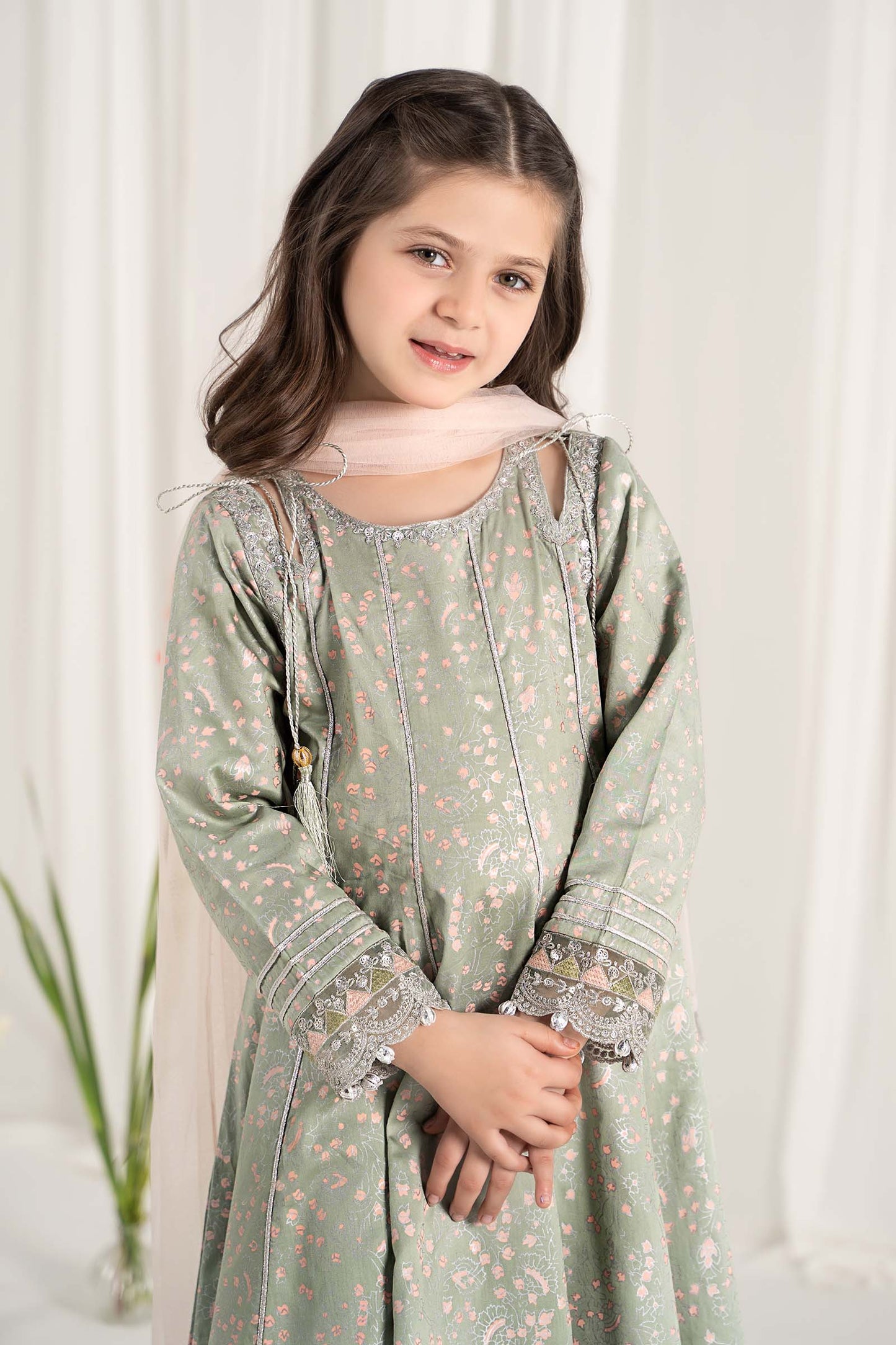 Maria B | 3 Piece Embroidered Cotton Satin Suit | MKS-EF25-08 6-Apr Green