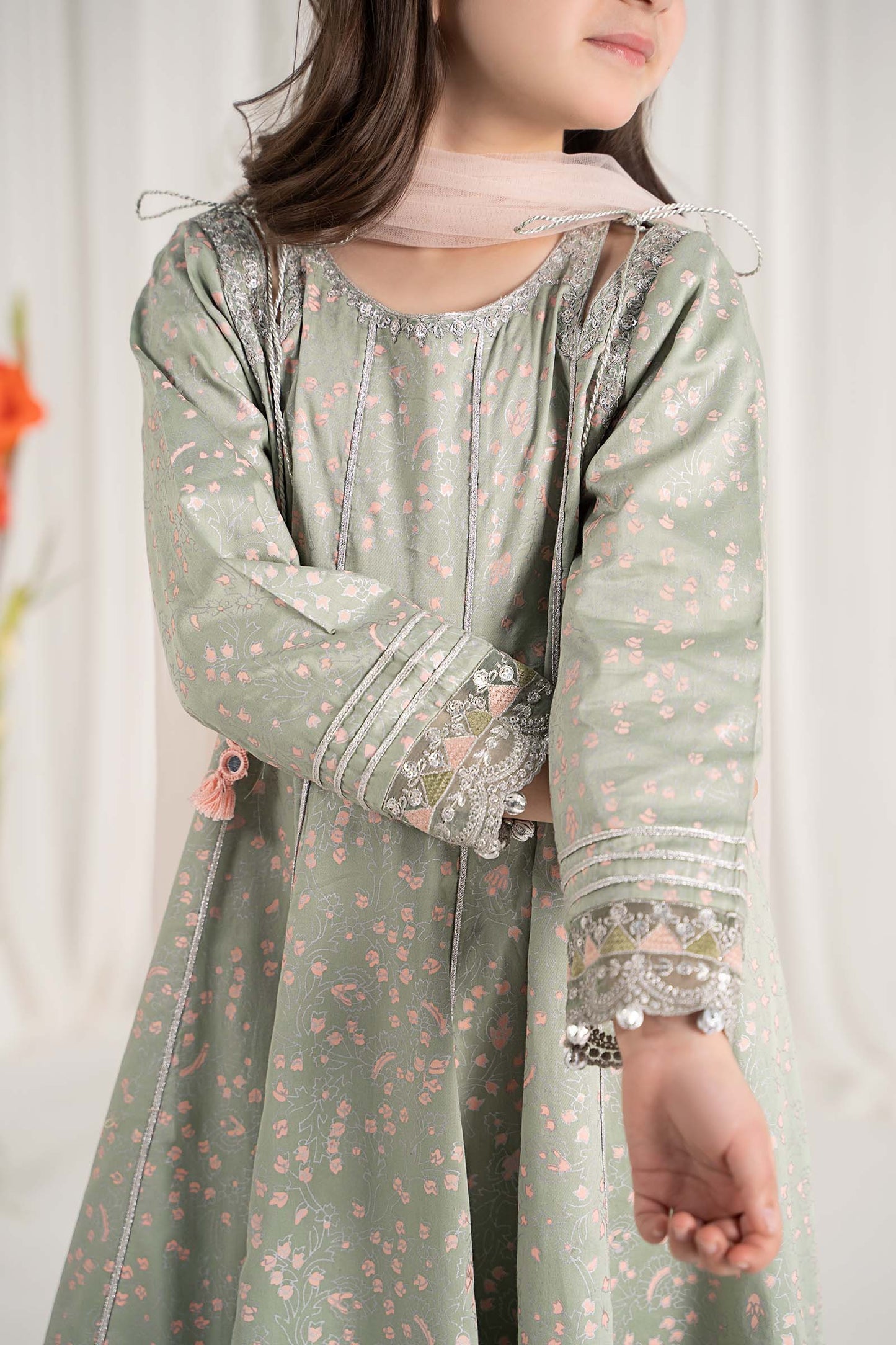 Maria B | 3 Piece Embroidered Cotton Satin Suit | MKS-EF25-08 8-Jun Green