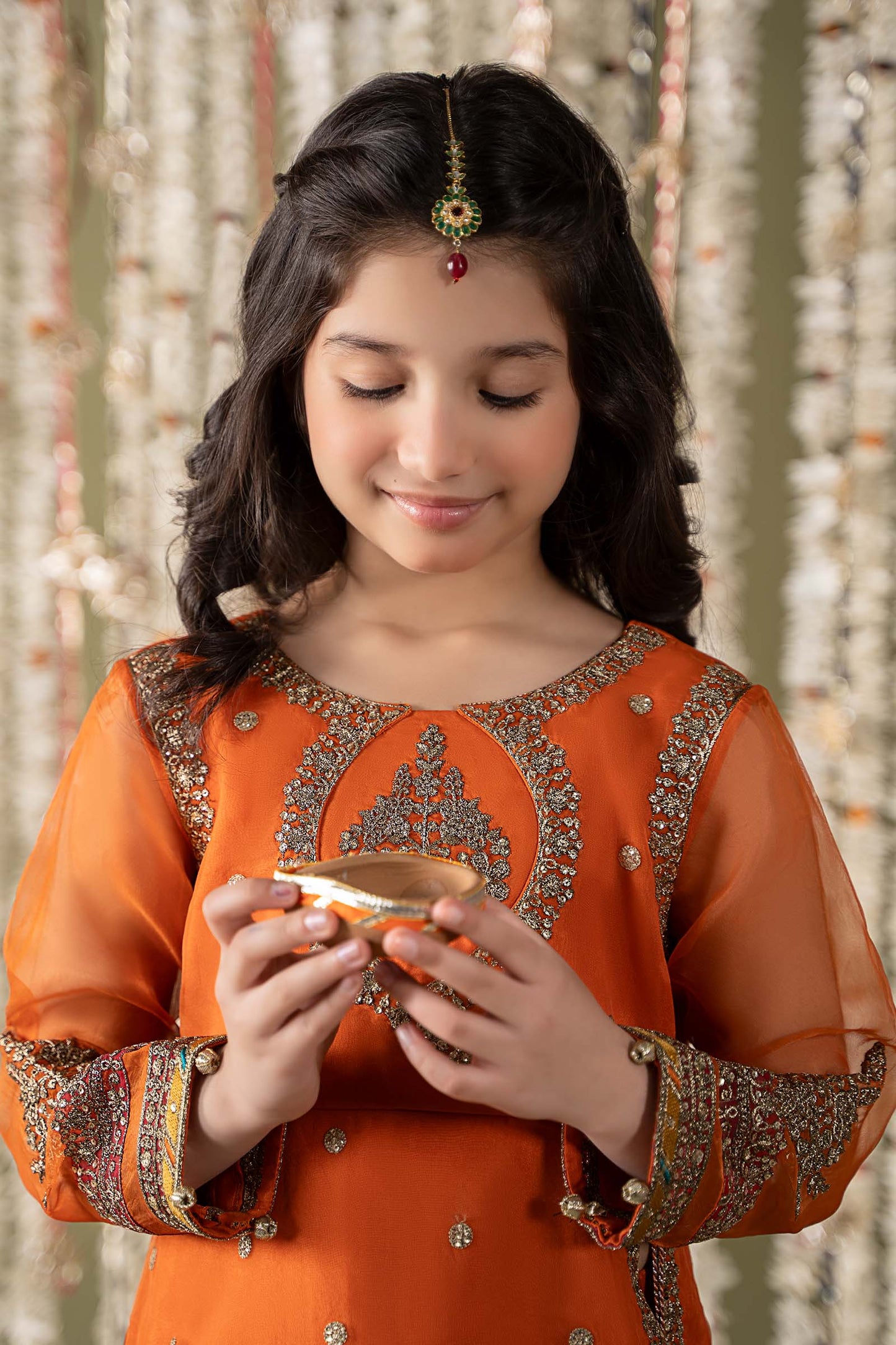 Maria B | 3 Piece Embroidered Organza Suit | MKS-EF25-21 8-Jun Orange