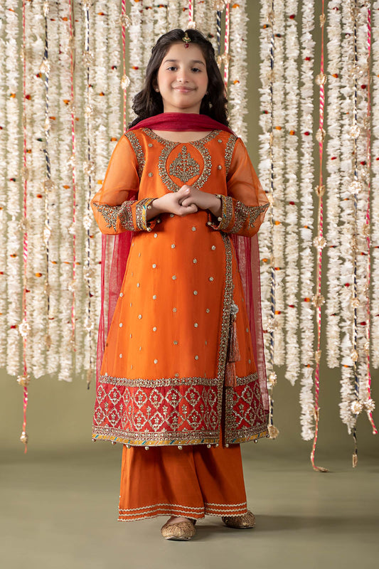 Maria B | 3 Piece Embroidered Organza Suit | MKS-EF25-21 4-Feb Orange