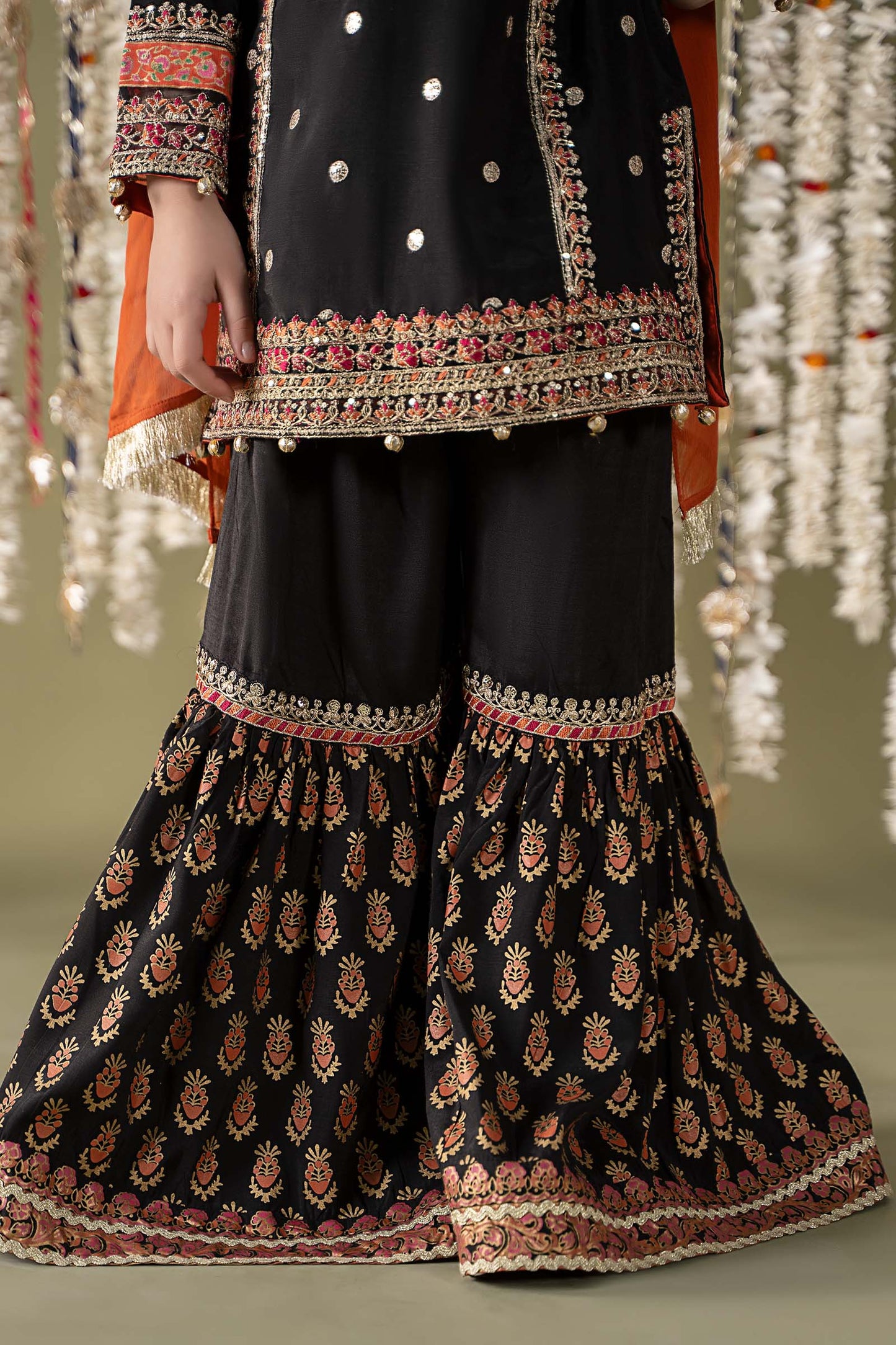 Maria B | 3 Piece Embroidered Raw Silk Suit | MKS-EF25-25 12-Oct Black