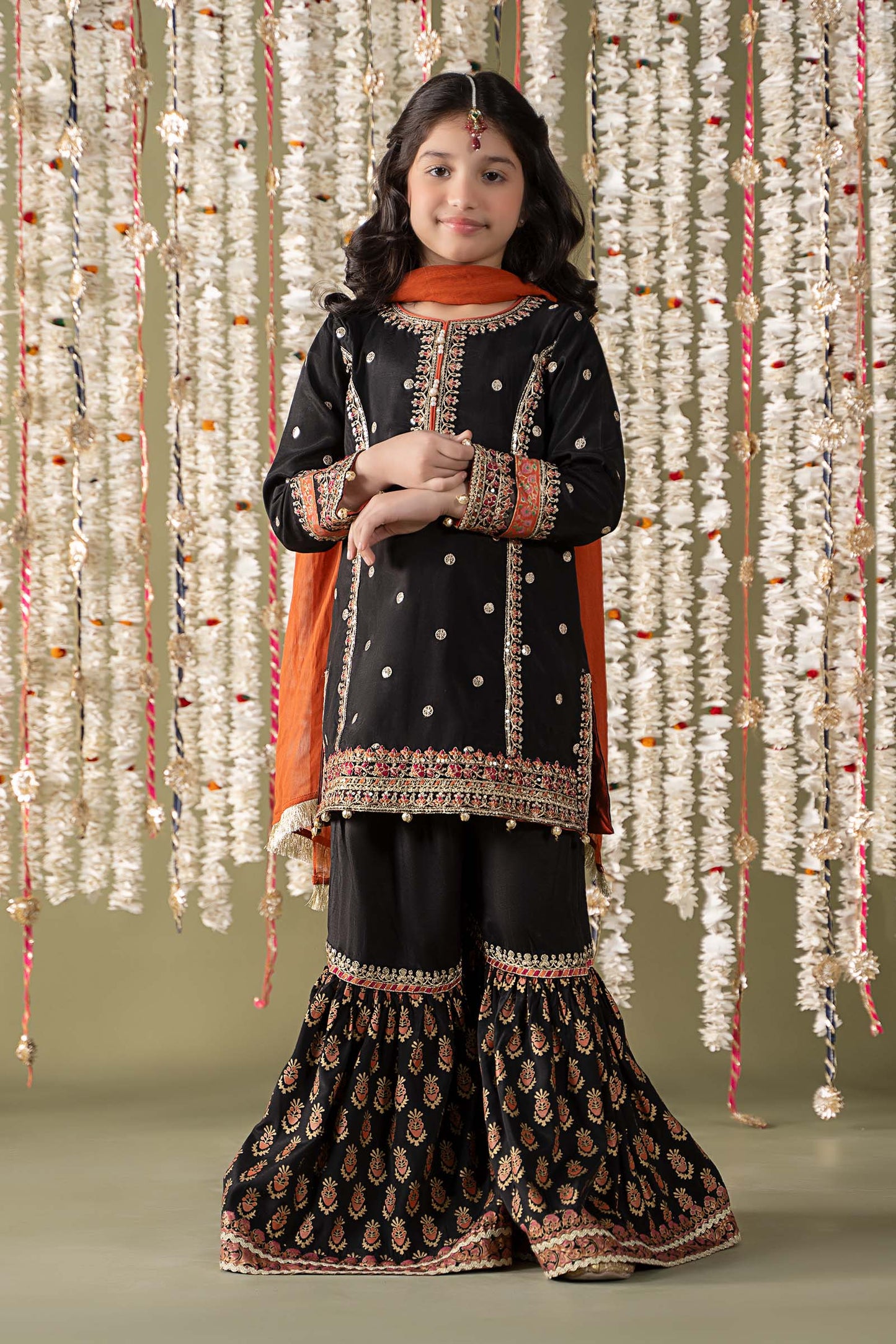 Maria B | 3 Piece Embroidered Raw Silk Suit | MKS-EF25-25 8-Jun Black