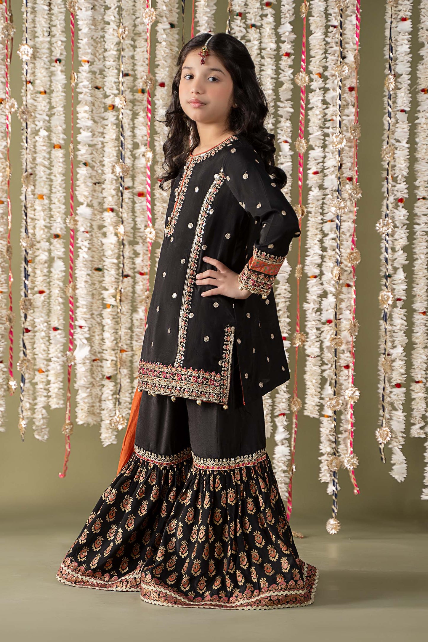Maria B | 3 Piece Embroidered Raw Silk Suit | MKS-EF25-25 10-Aug Black