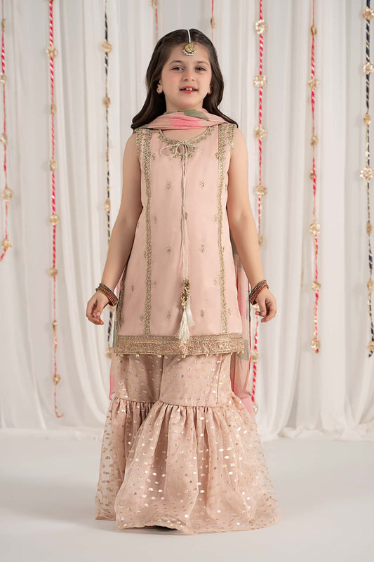 Maria B | 3 Piece Embroidered Cotton Satin Suit | MKS-EF25-35 4-Feb Pink