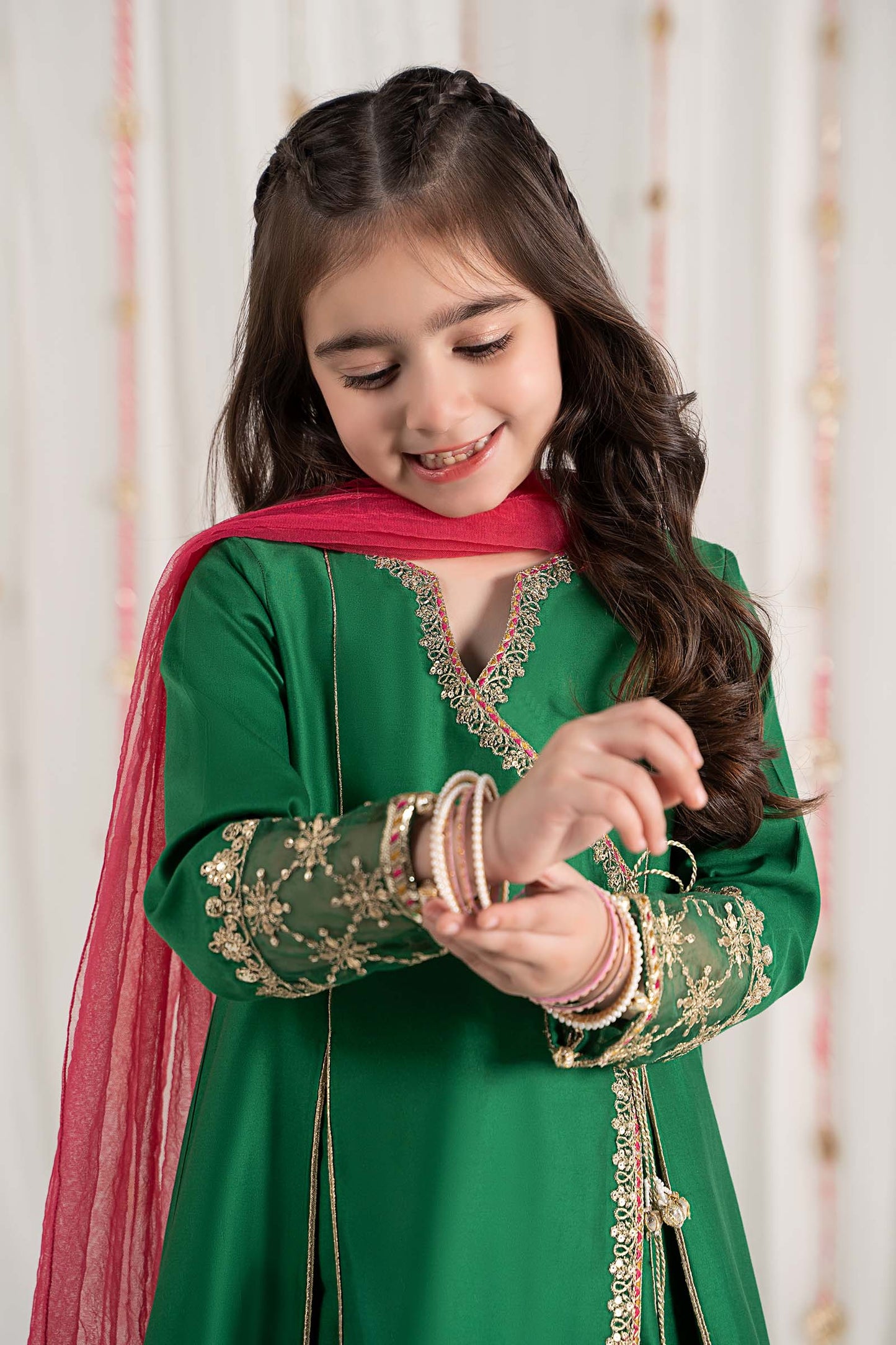 Maria B | 3 Piece Embroidered Cotton Satin Suit | MKS-EF25-41 10-Aug Green
