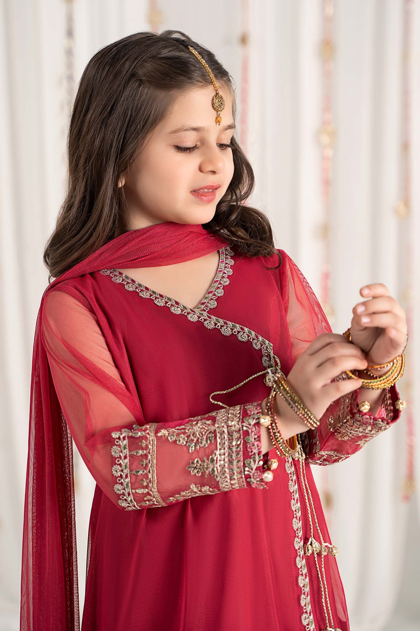 Maria B | 3 Piece Embroidered Polyester Net Suit | MKS-EF25-43 8-Jun Pink