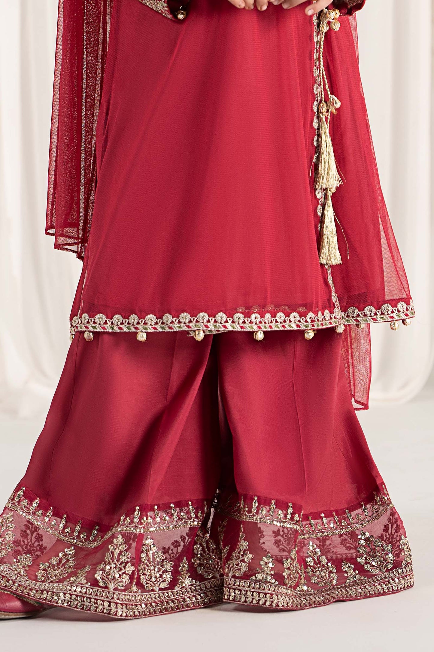 Maria B | 3 Piece Embroidered Polyester Net Suit | MKS-EF25-43 14-Dec Pink