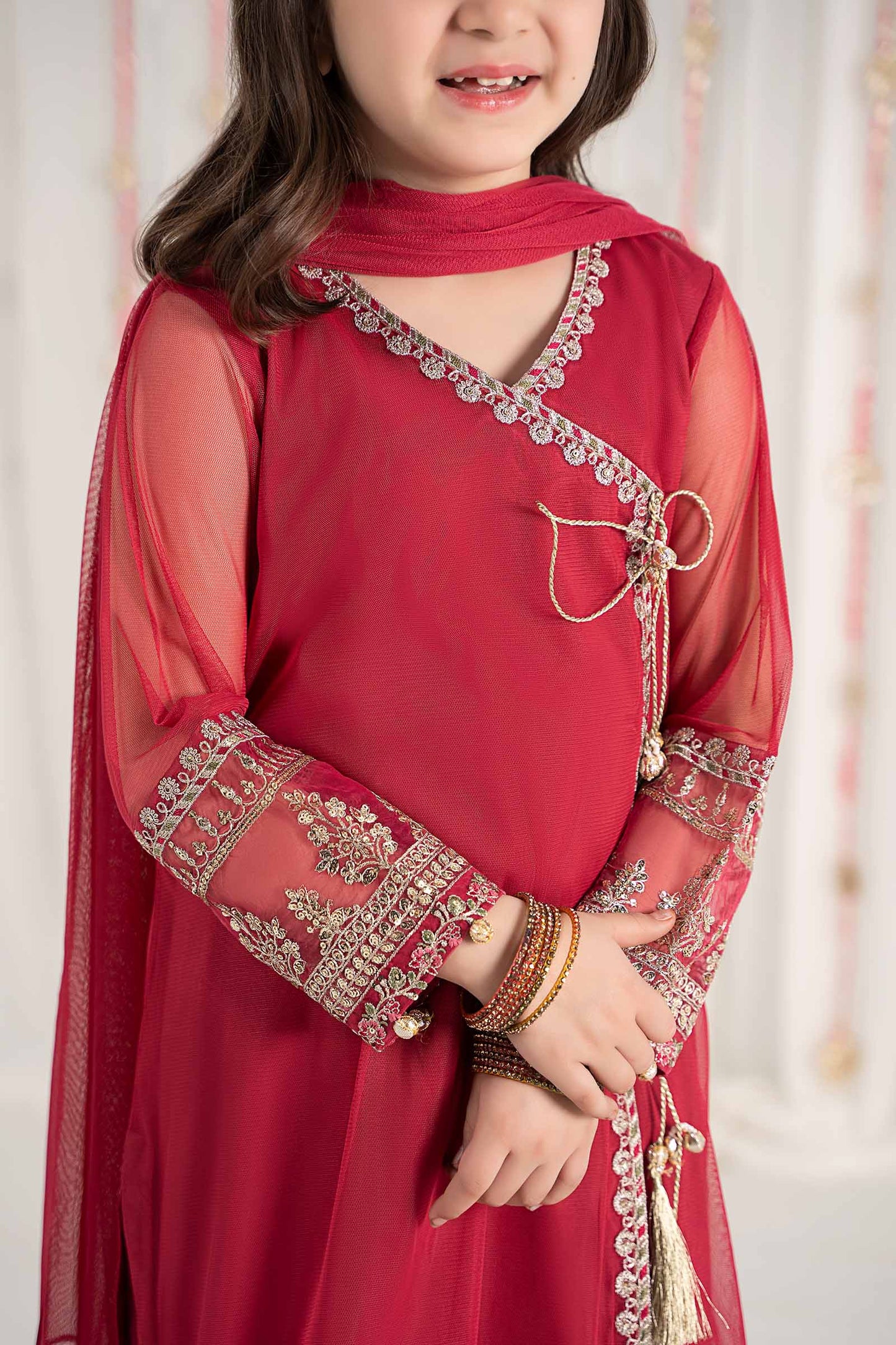 Maria B | 3 Piece Embroidered Polyester Net Suit | MKS-EF25-43 12-Oct Pink