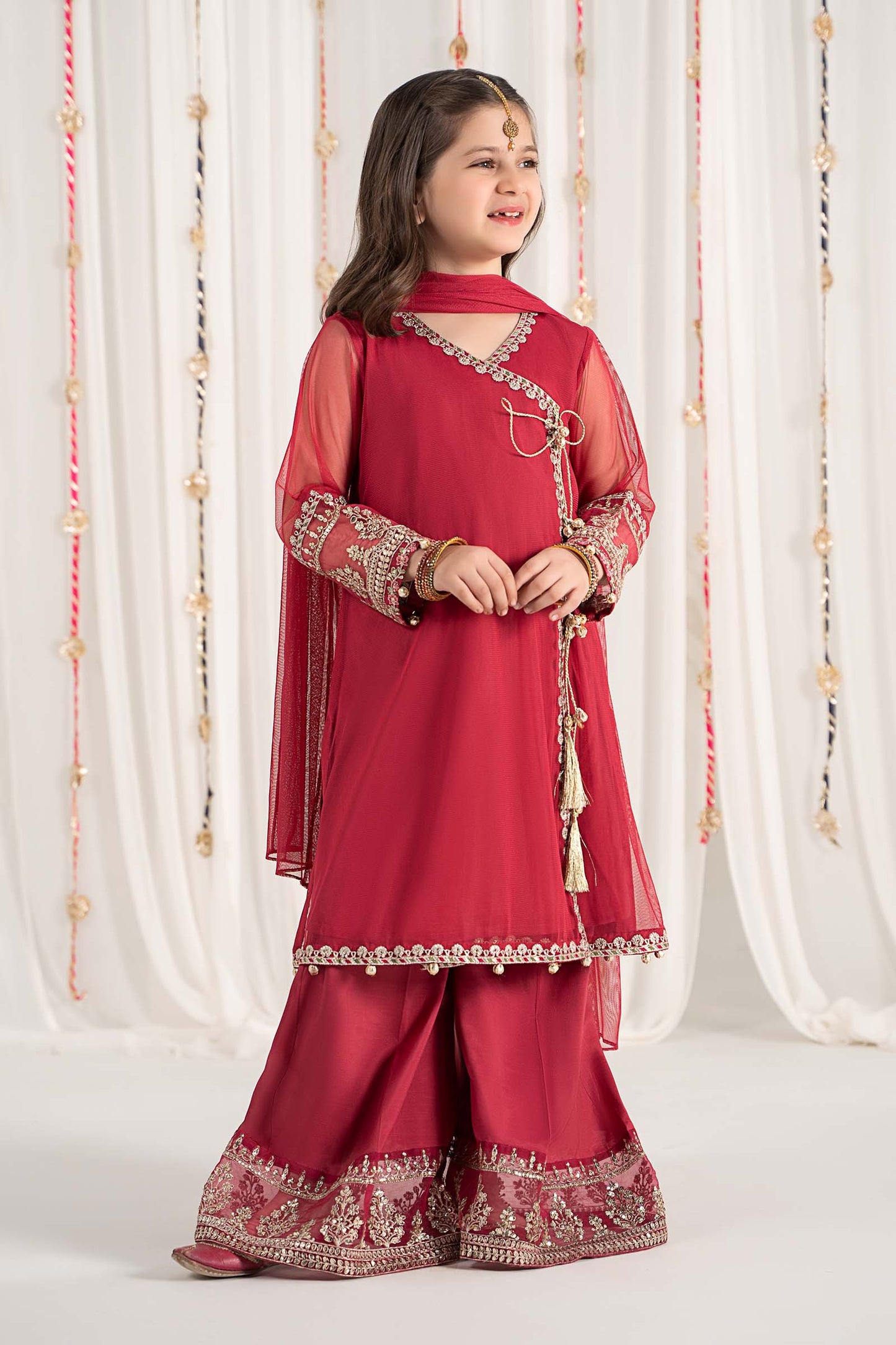 Maria B | 3 Piece Embroidered Polyester Net Suit | MKS-EF25-43 4-Feb Pink