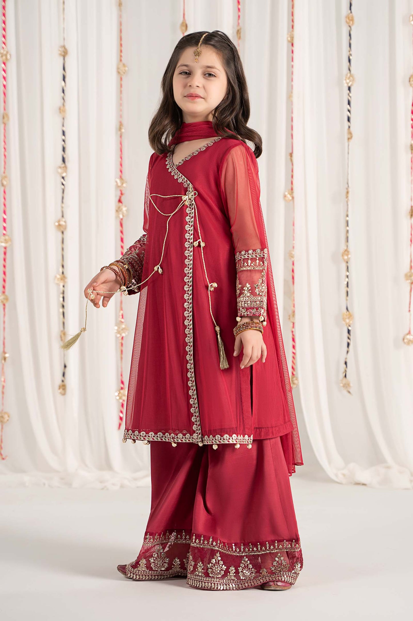 Maria B | 3 Piece Embroidered Polyester Net Suit | MKS-EF25-43 10-Aug Pink