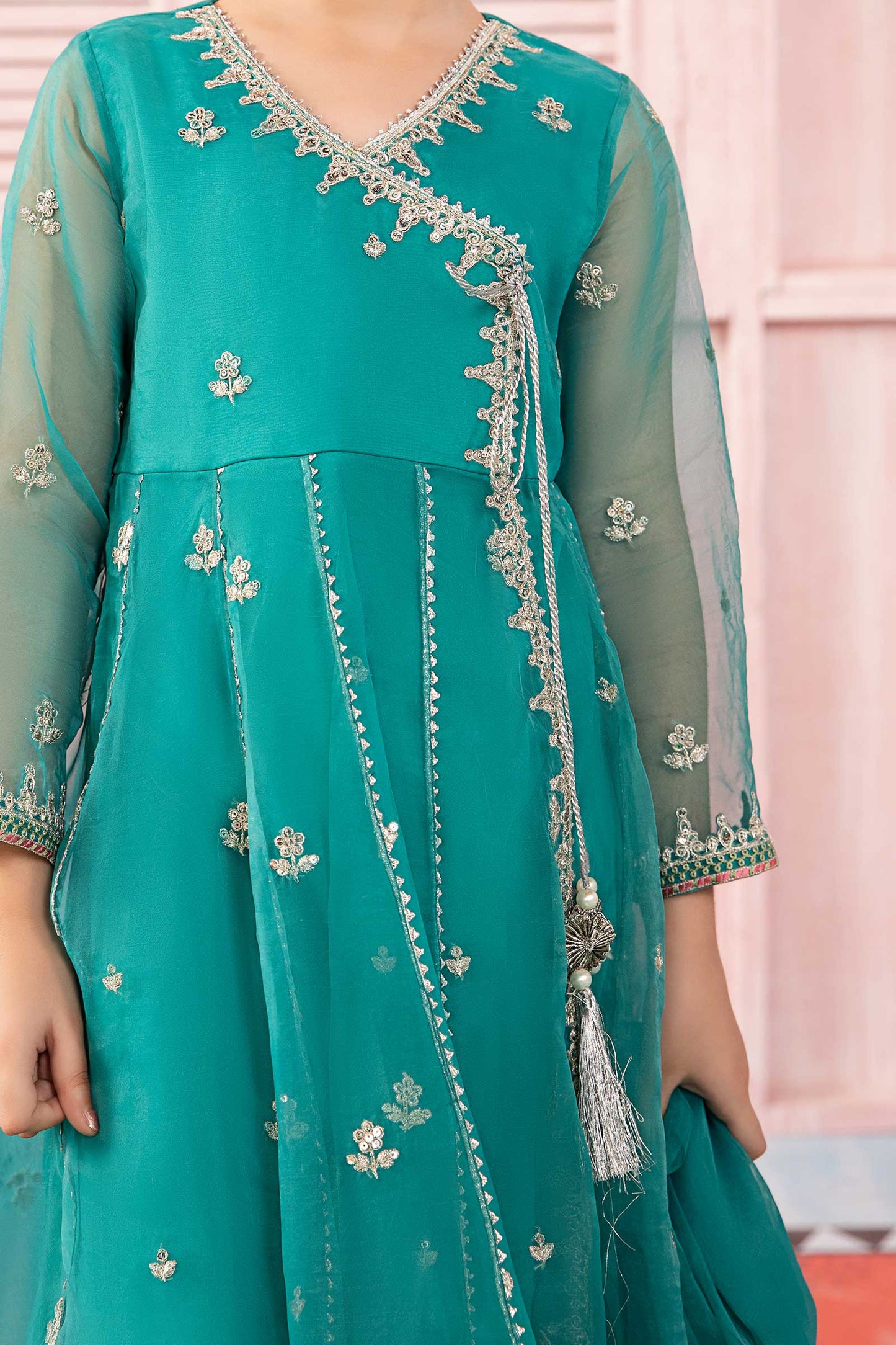 Maria B | 3 Piece Embroidered Organza Suit | MKS-PF24-01 8-Jun Ferozi