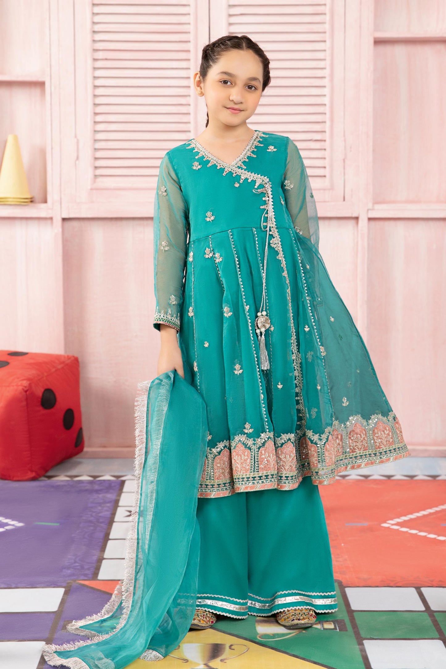 Maria B | 3 Piece Embroidered Organza Suit | MKS-PF24-01 4-Feb Ferozi
