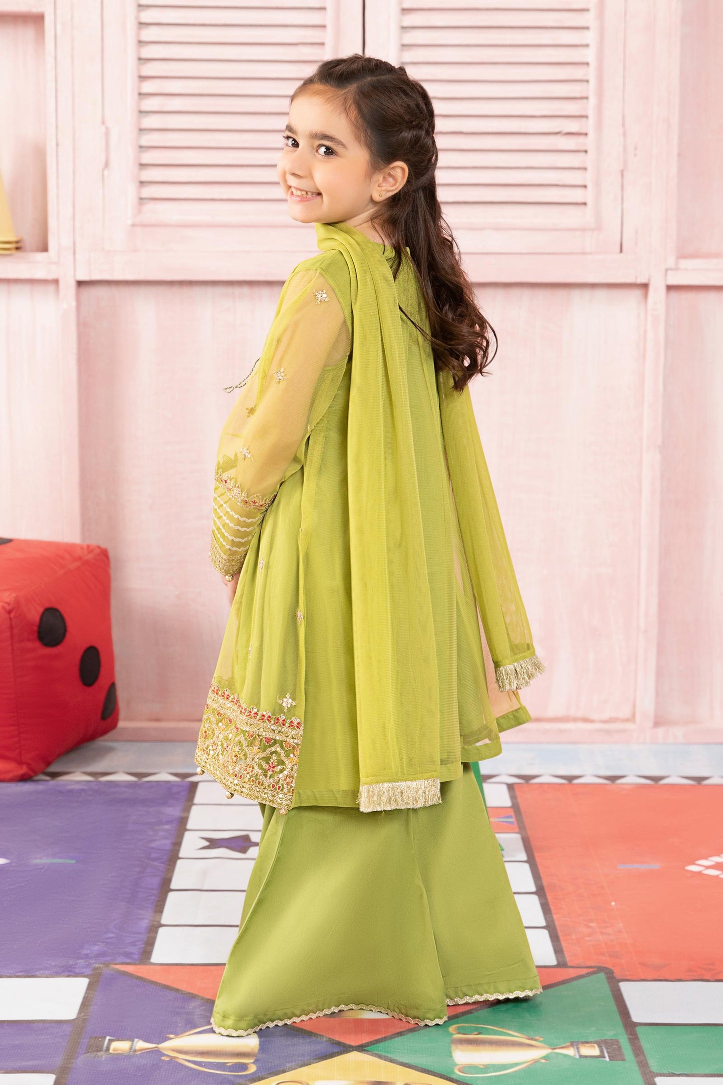 Maria B | 3 Piece Embroidered Net Suit | MKS-PF24-05 14-Dec Green