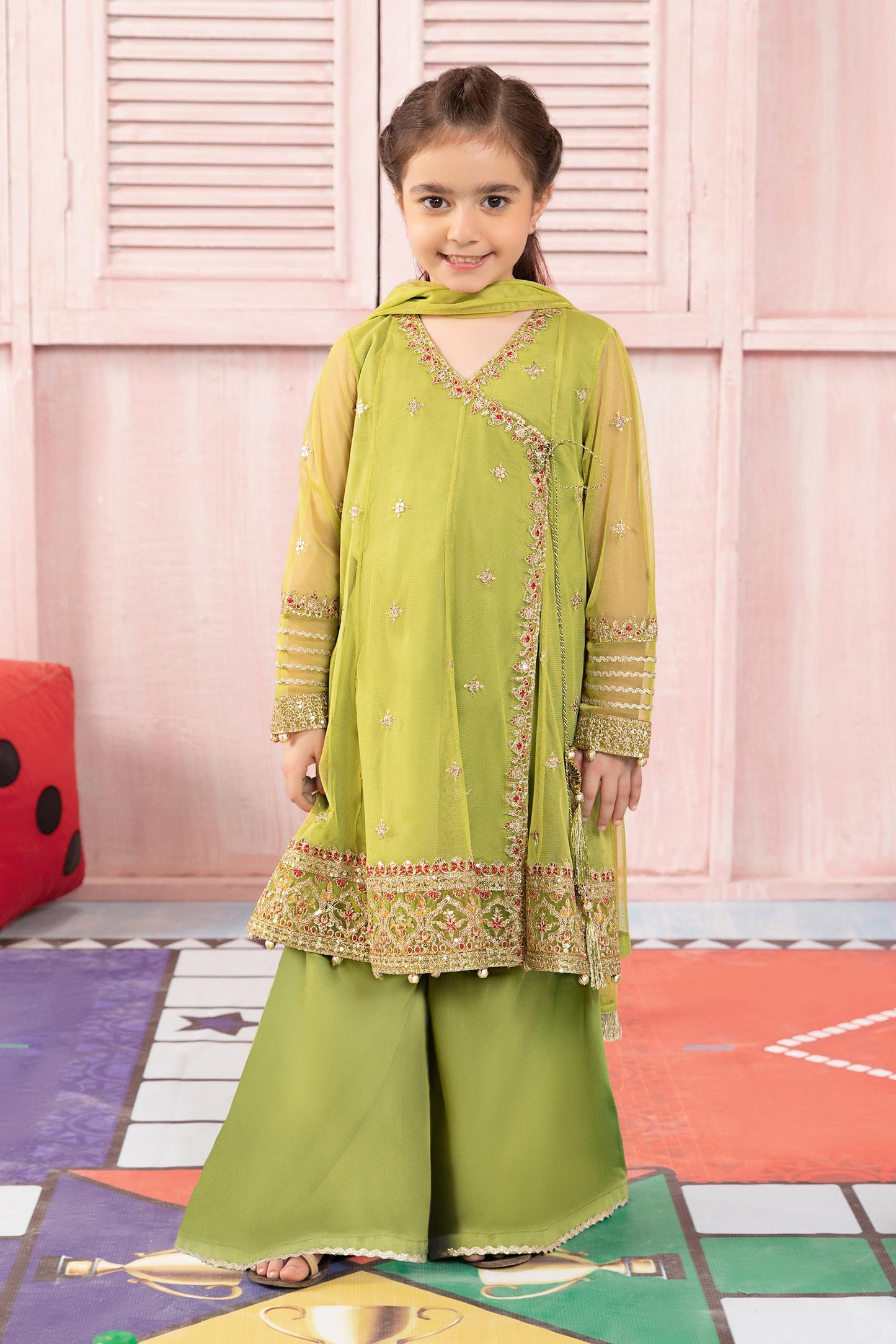 Maria B | 3 Piece Embroidered Net Suit | MKS-PF24-05 4-Feb Green
