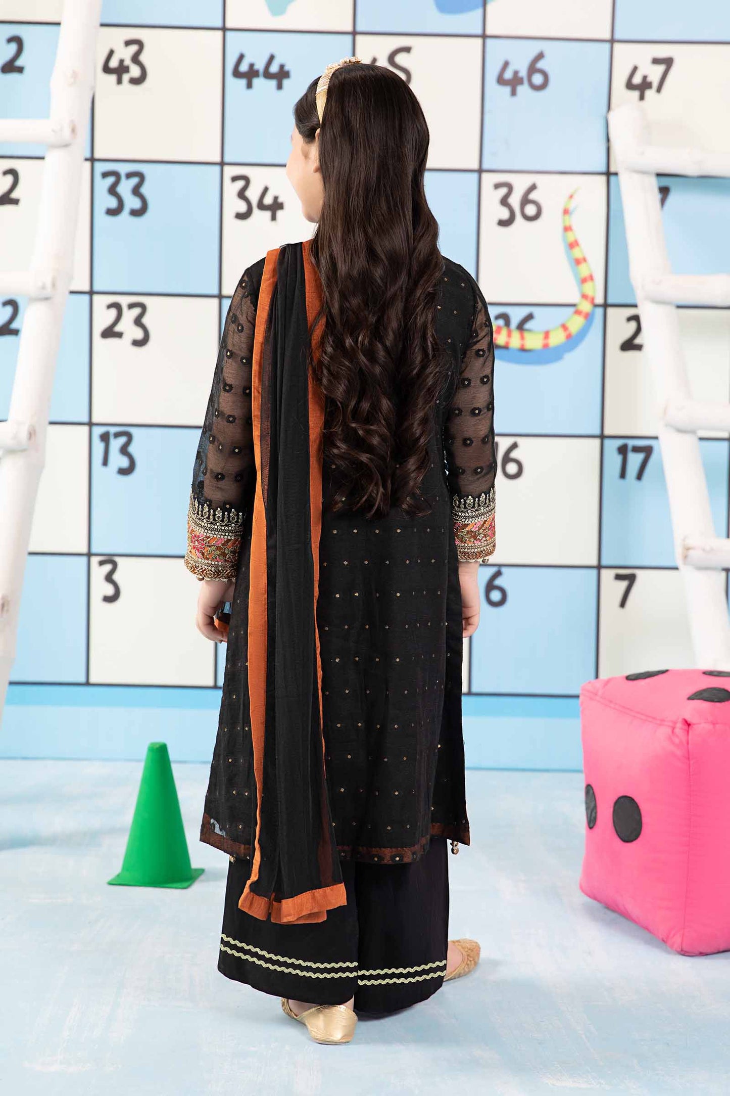Maria B | 3 Piece Embroidered Cotton Zari Net Suit | MKS-PF24-06 14-Dec Black