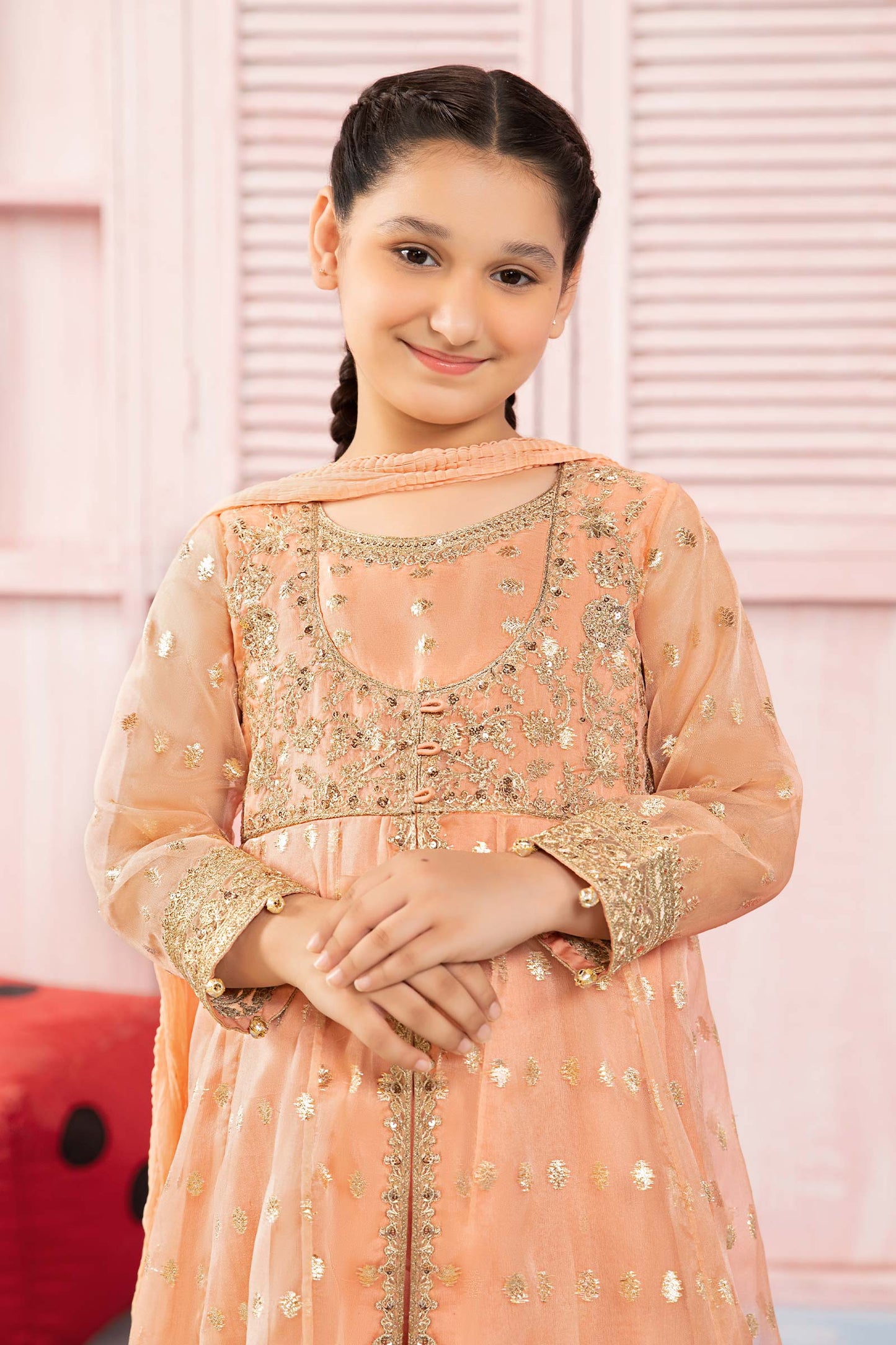 Maria B | 3 Piece Embroidered Organza Suit | MKS-PF24-07 6-Apr Pink