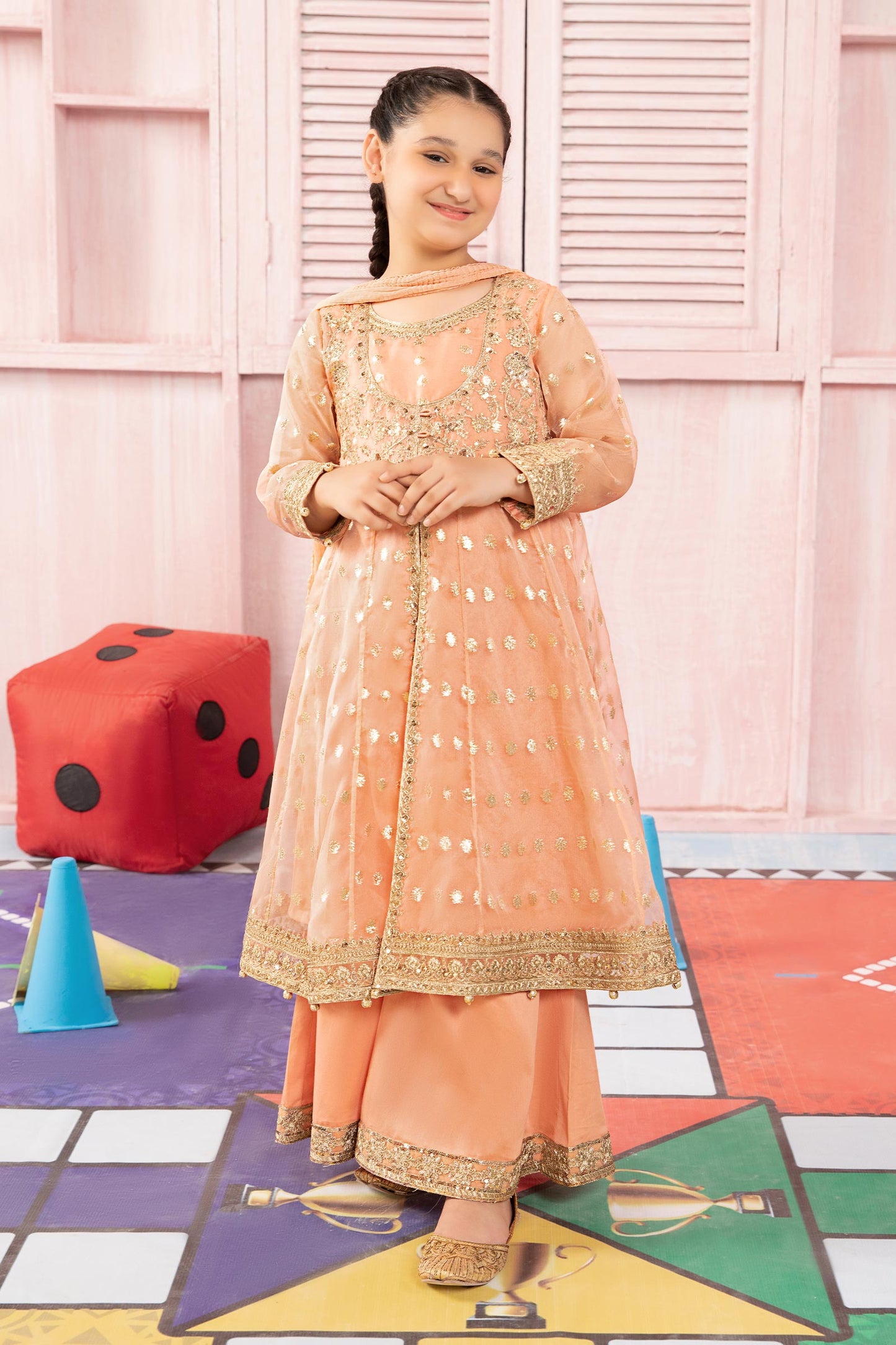 Maria B | 3 Piece Embroidered Organza Suit | MKS-PF24-07 4-Feb Pink
