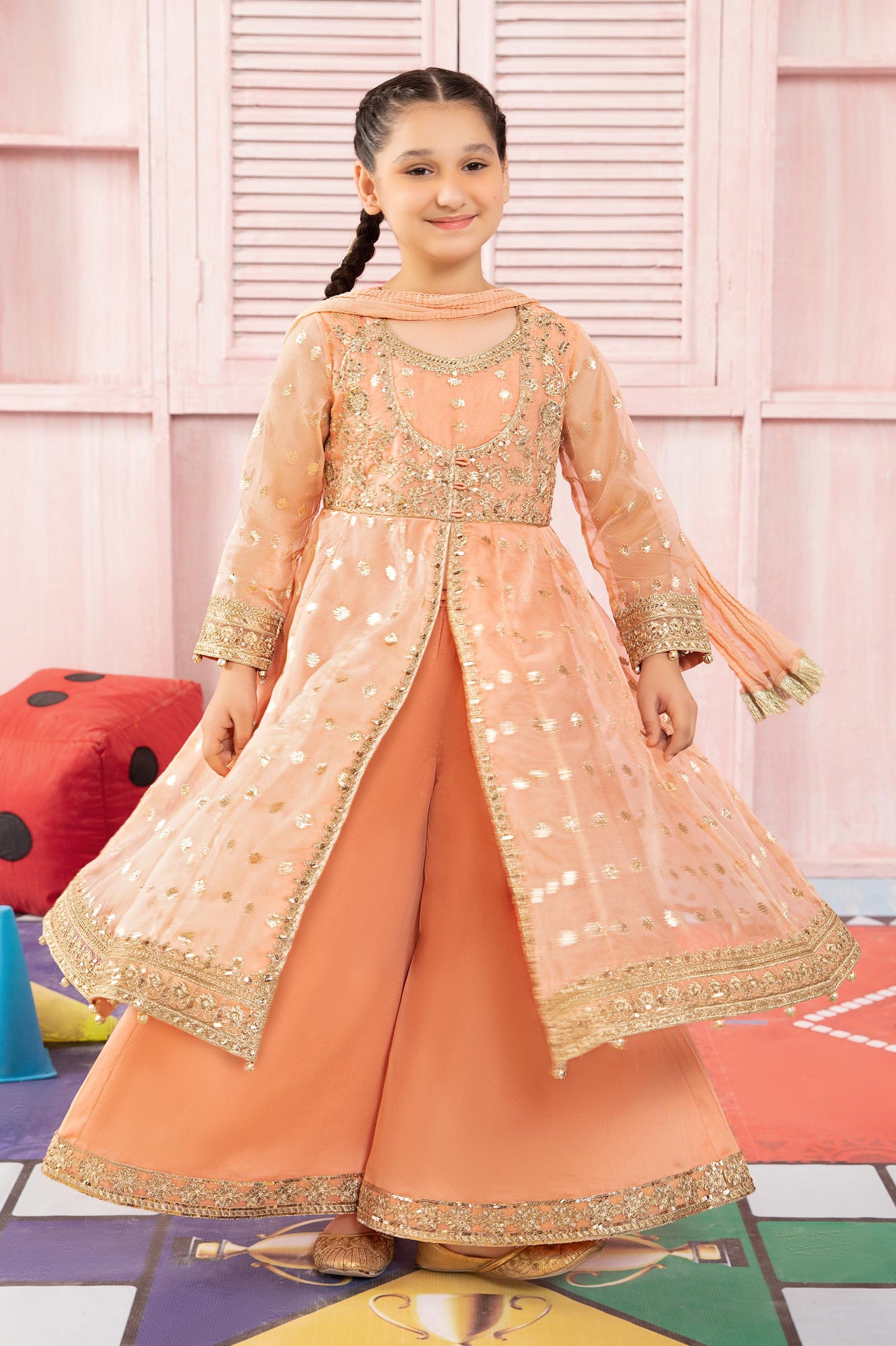 Maria B | 3 Piece Embroidered Organza Suit | MKS-PF24-07 8-Jun Pink
