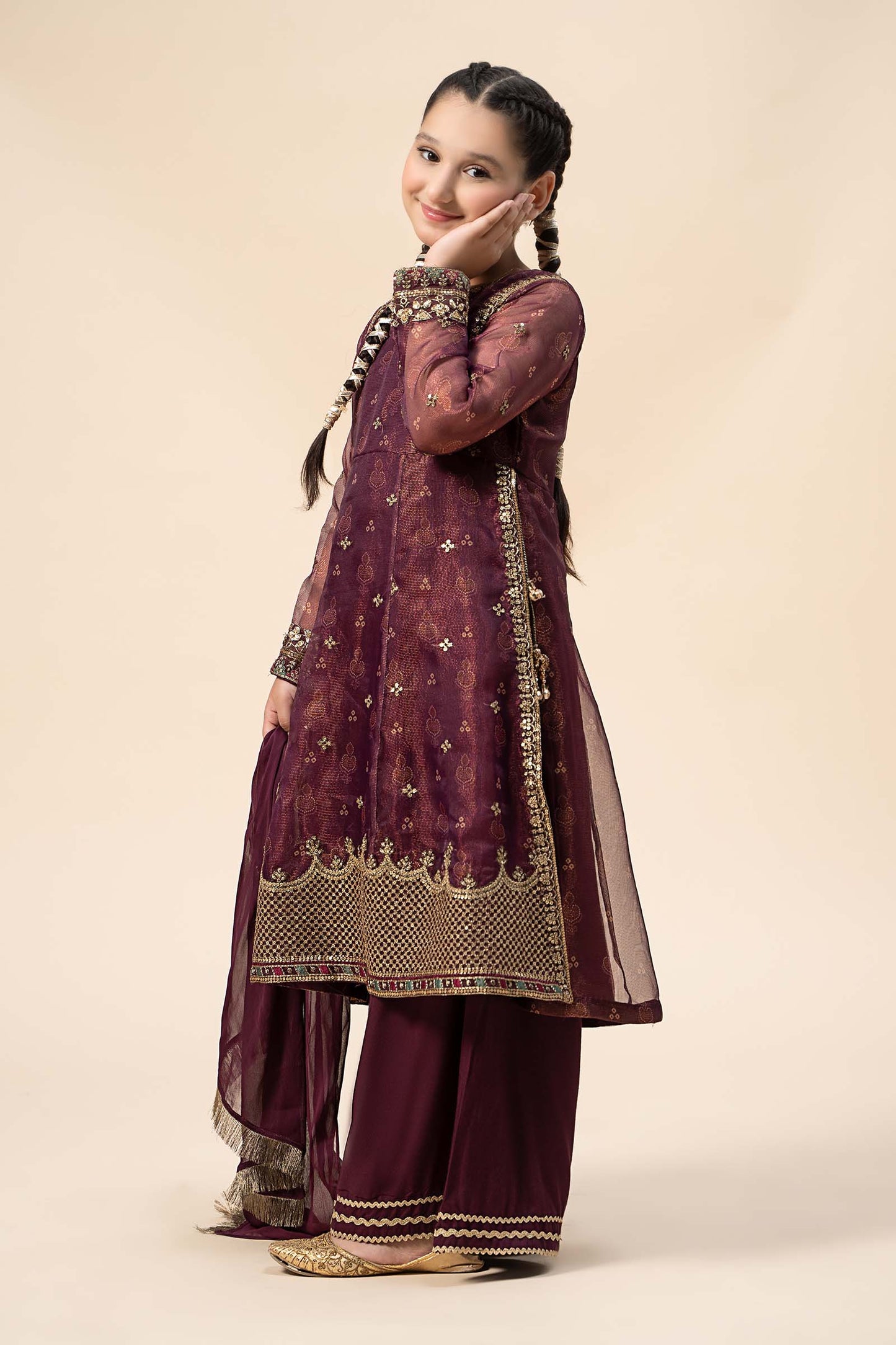 Maria B | 3 Piece Embroidered Cotton Net Suit | MKS-W24-01 8-Jun Purple