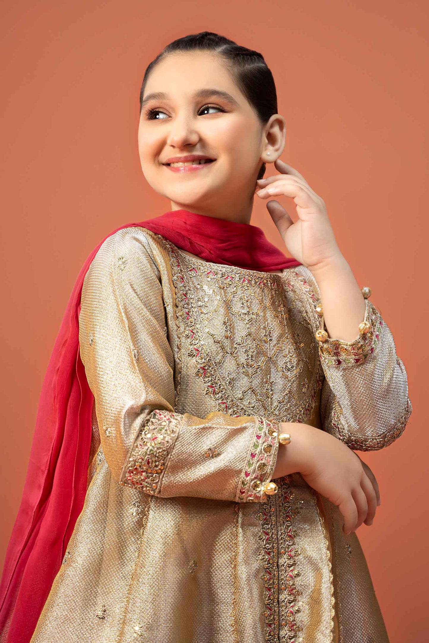 Maria B | 3 Piece Embroidered Zari jacquard Suit | MKS-W24-03 10-Aug Gold