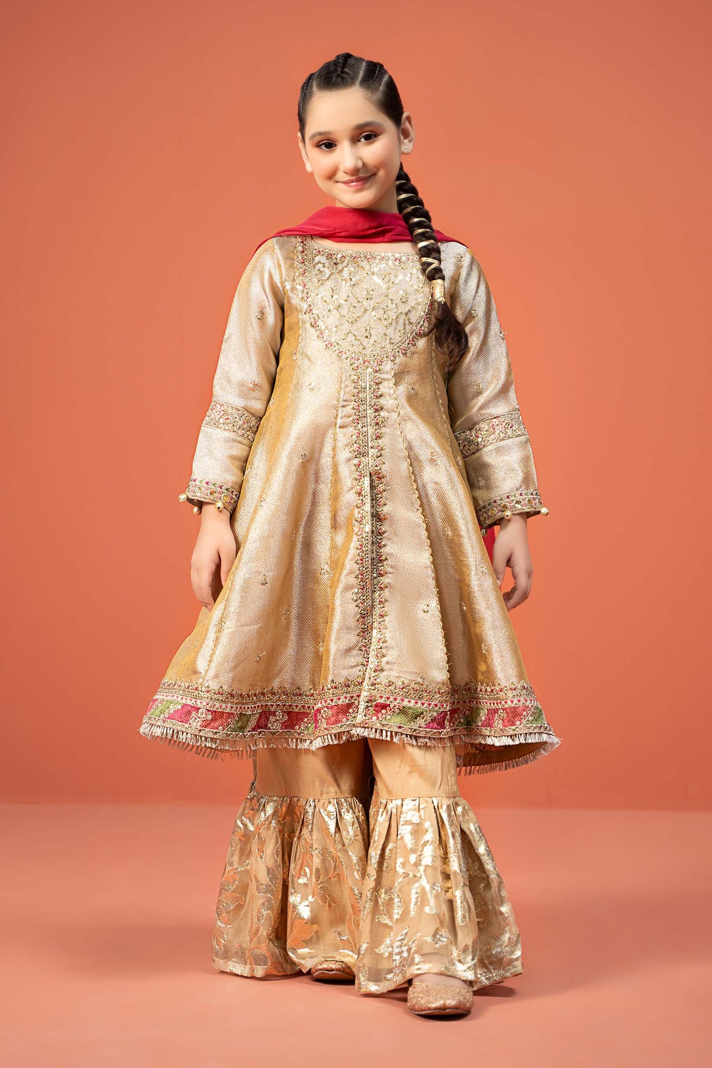Maria B | 3 Piece Embroidered Zari jacquard Suit | MKS-W24-03 4-Feb Gold