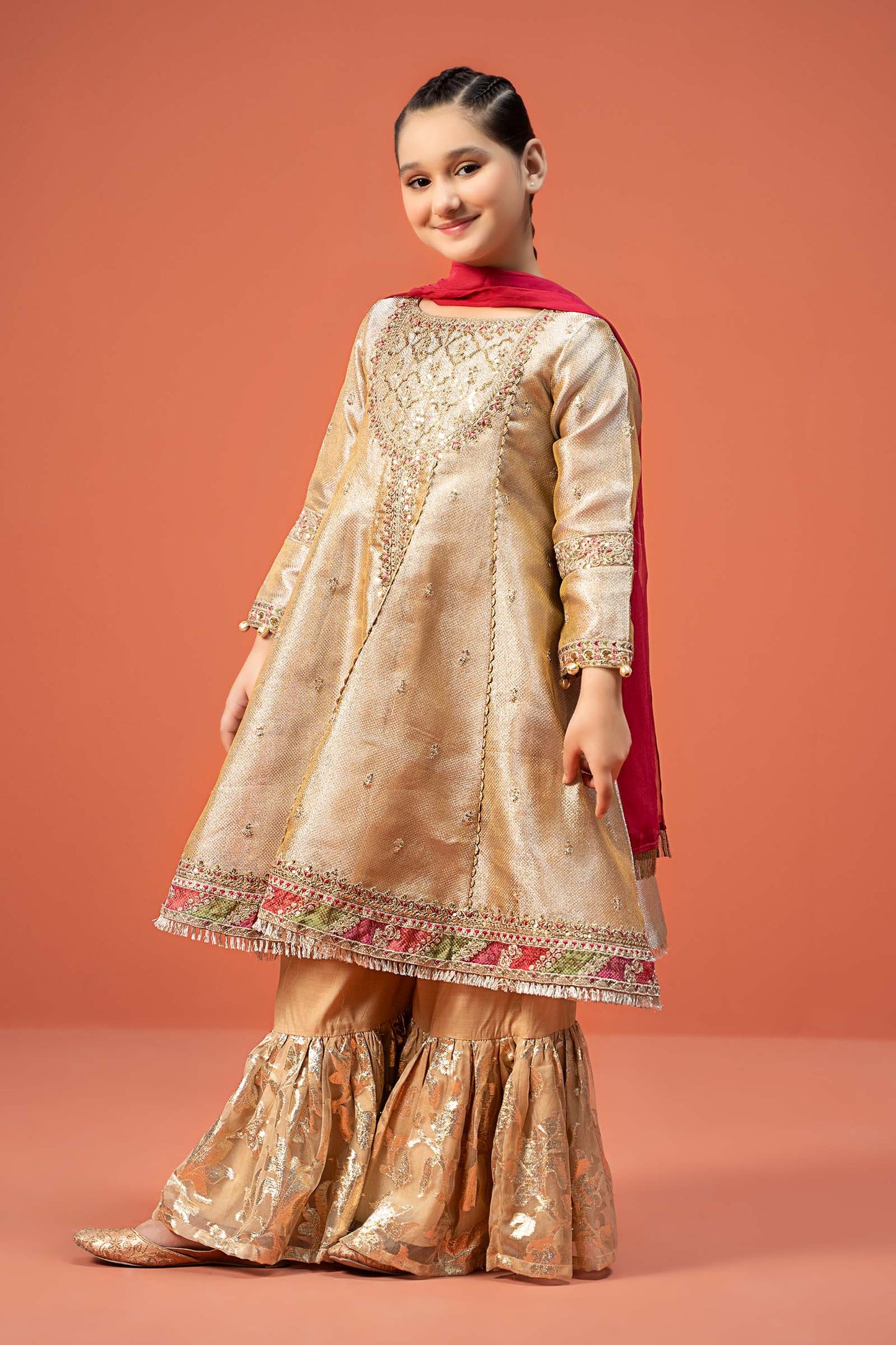Maria B | 3 Piece Embroidered Zari jacquard Suit | MKS-W24-03 12-Oct Gold