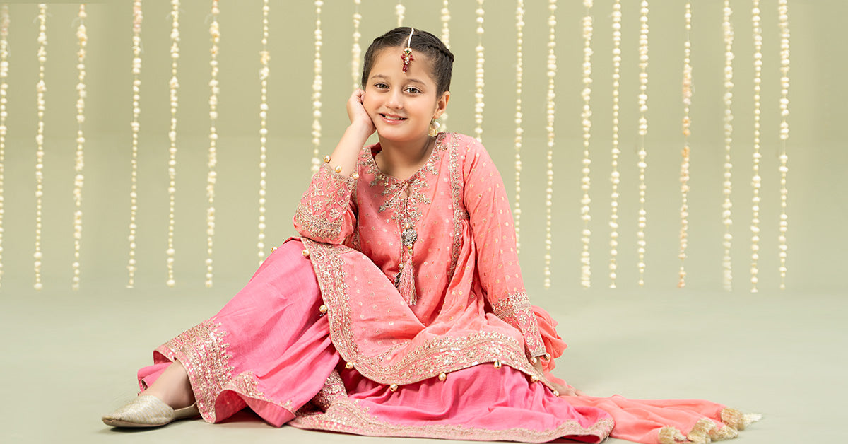 Maria B | 3 Piece Embroidered Paper Cotton Lurex Suit | MKS-W24-11 12-Oct Pink