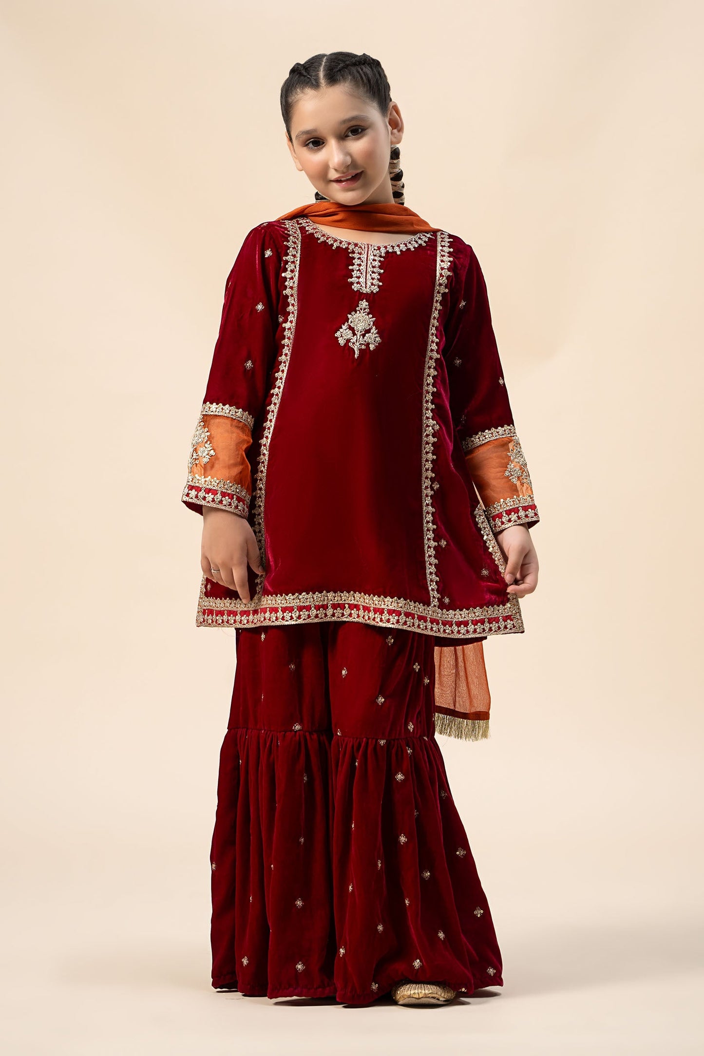 Maria B | 3 Piece Embroidered Velvet Suit | MKS-W24-16 4-Feb Pink