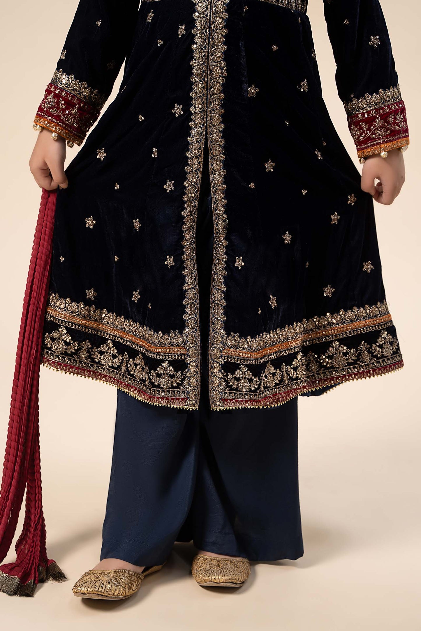 Maria B | 3 Piece Embroidered Velvet Suit | MKS-W24-17 12-Oct Blue