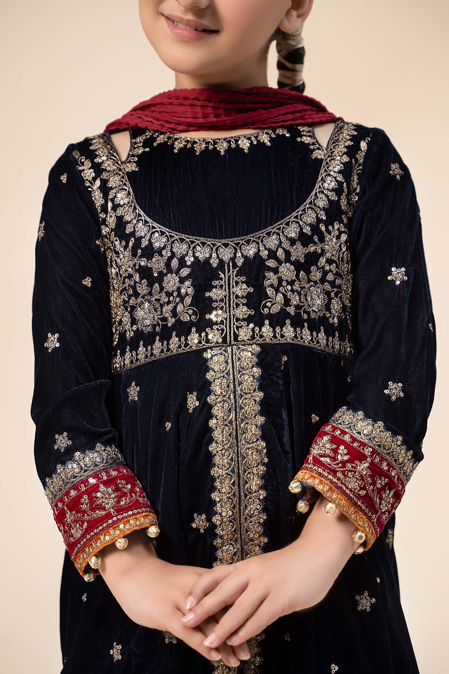 Maria B | 3 Piece Embroidered Velvet Suit | MKS-W24-17 8-Jun Blue