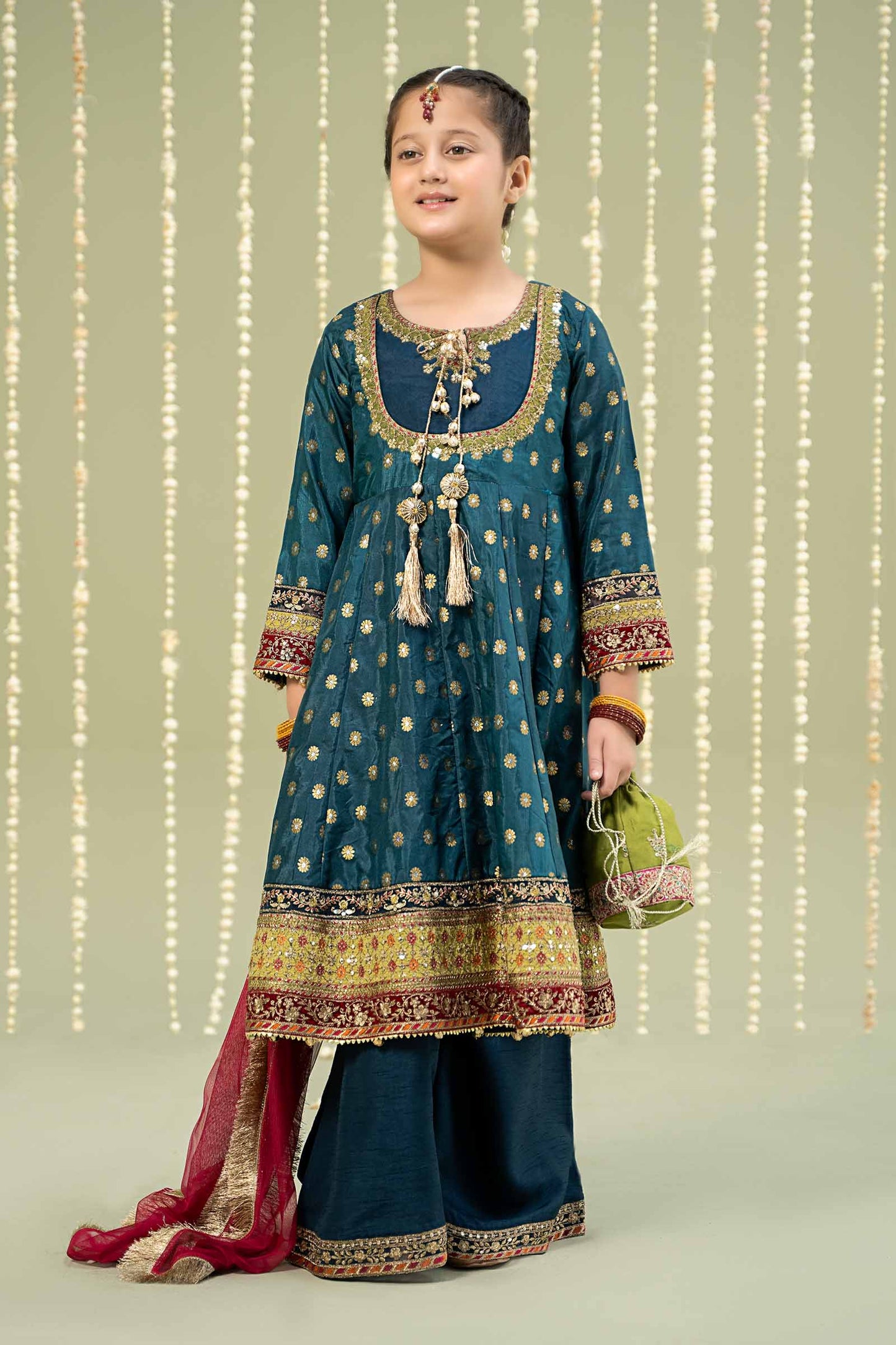 Maria B | 3 Piece Embroidered Jamawar Suit | MKS-W24-22 12-Oct Blue